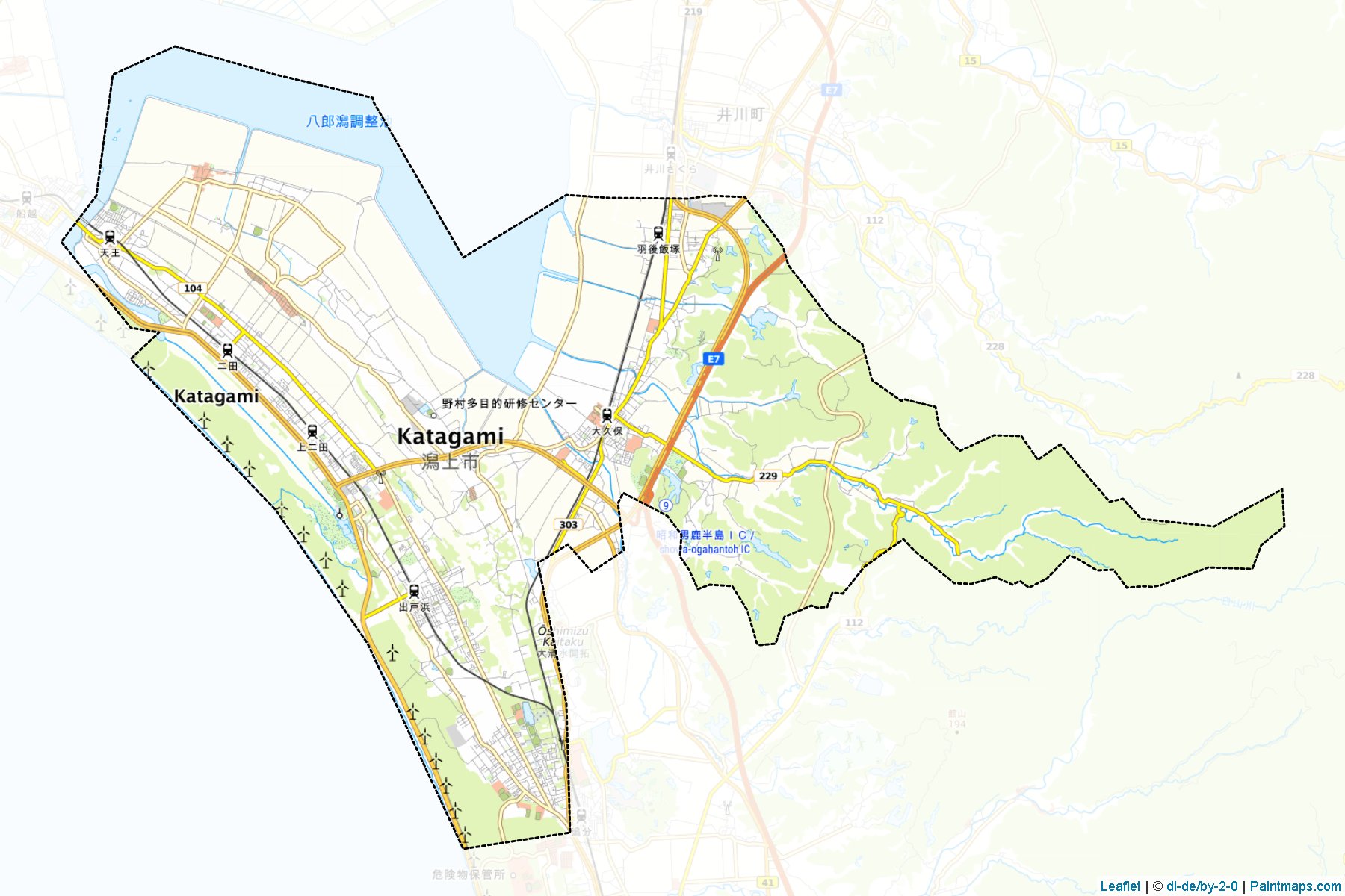 Muestras de recorte de mapas Katagami (Akita)-1