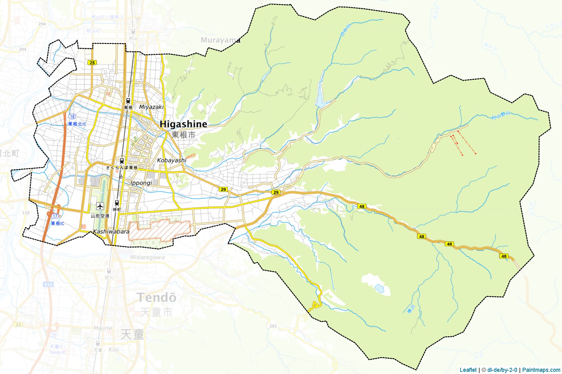 Muestras de recorte de mapas Higashine (Yamagata)-1