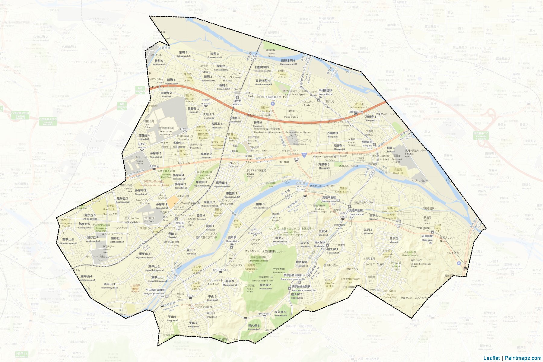 Muestras de recorte de mapas Hino (Tokyo)-2