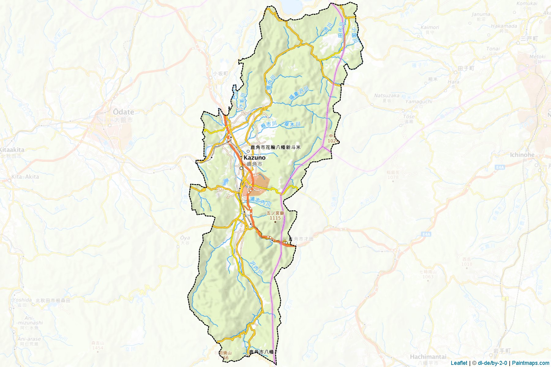 Kazuno (Akita Prefecture) Map Cropping Samples-1