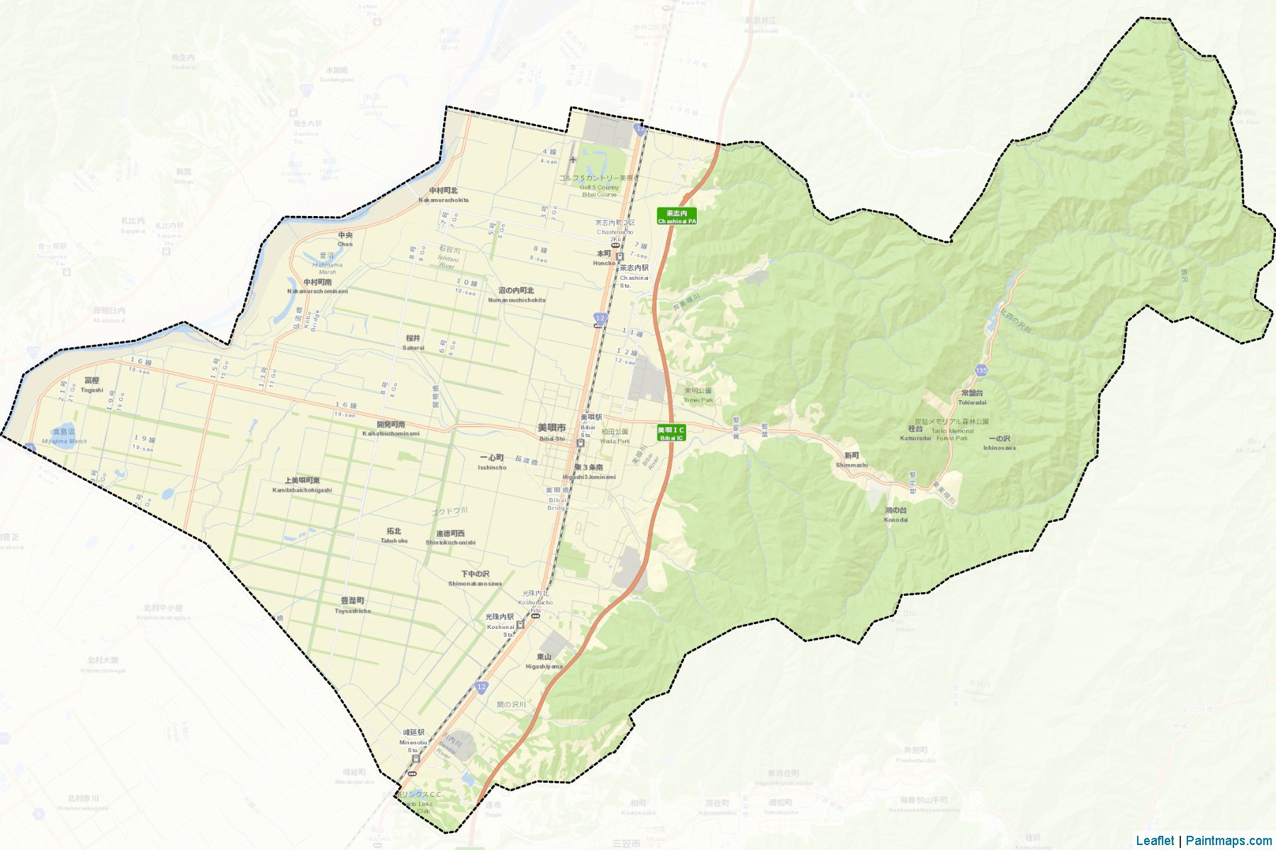 Bibai (Hokkaido Prefecture) Map Cropping Samples-2