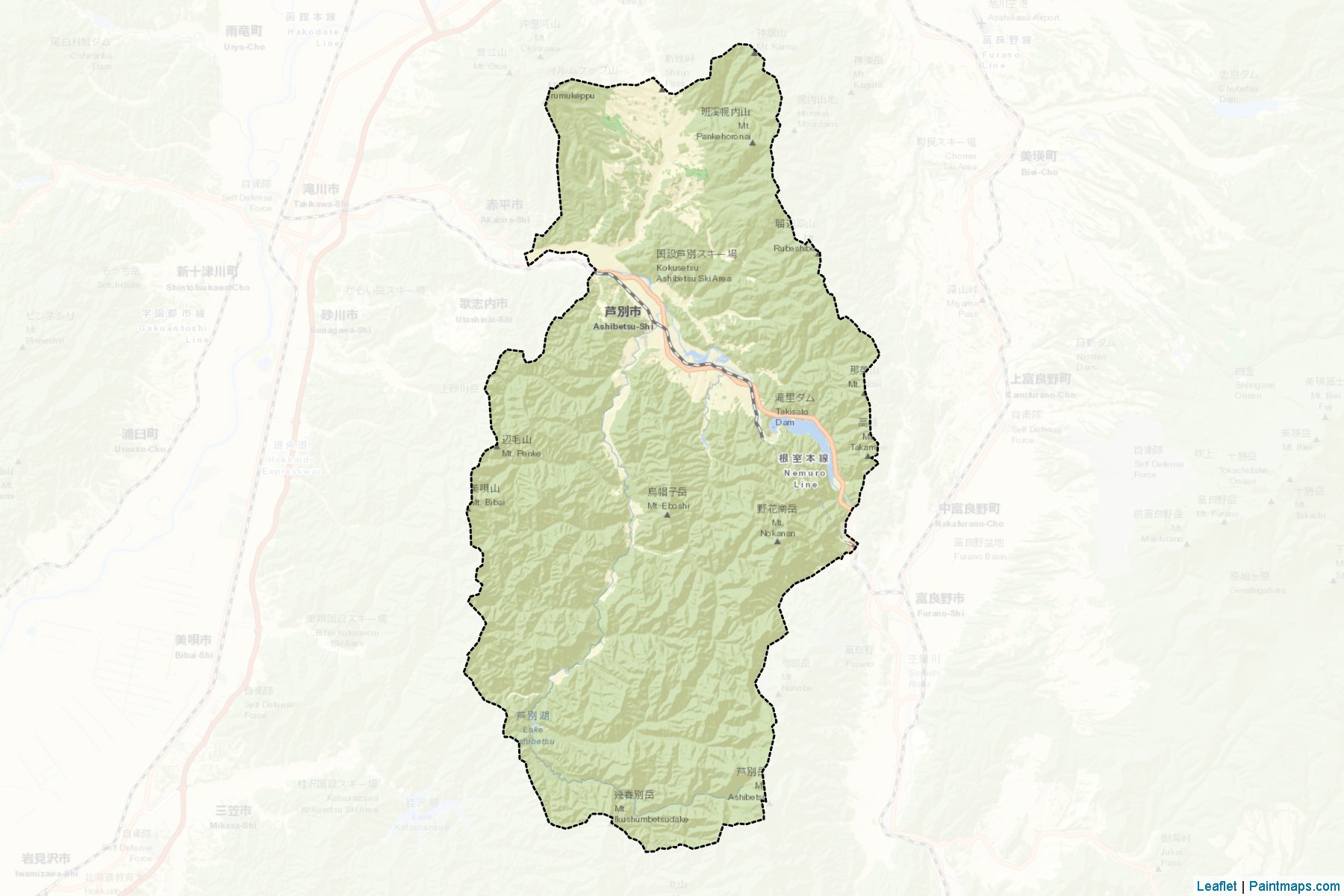 Ashibetsu (Hokkaido Prefecture) Map Cropping Samples-2