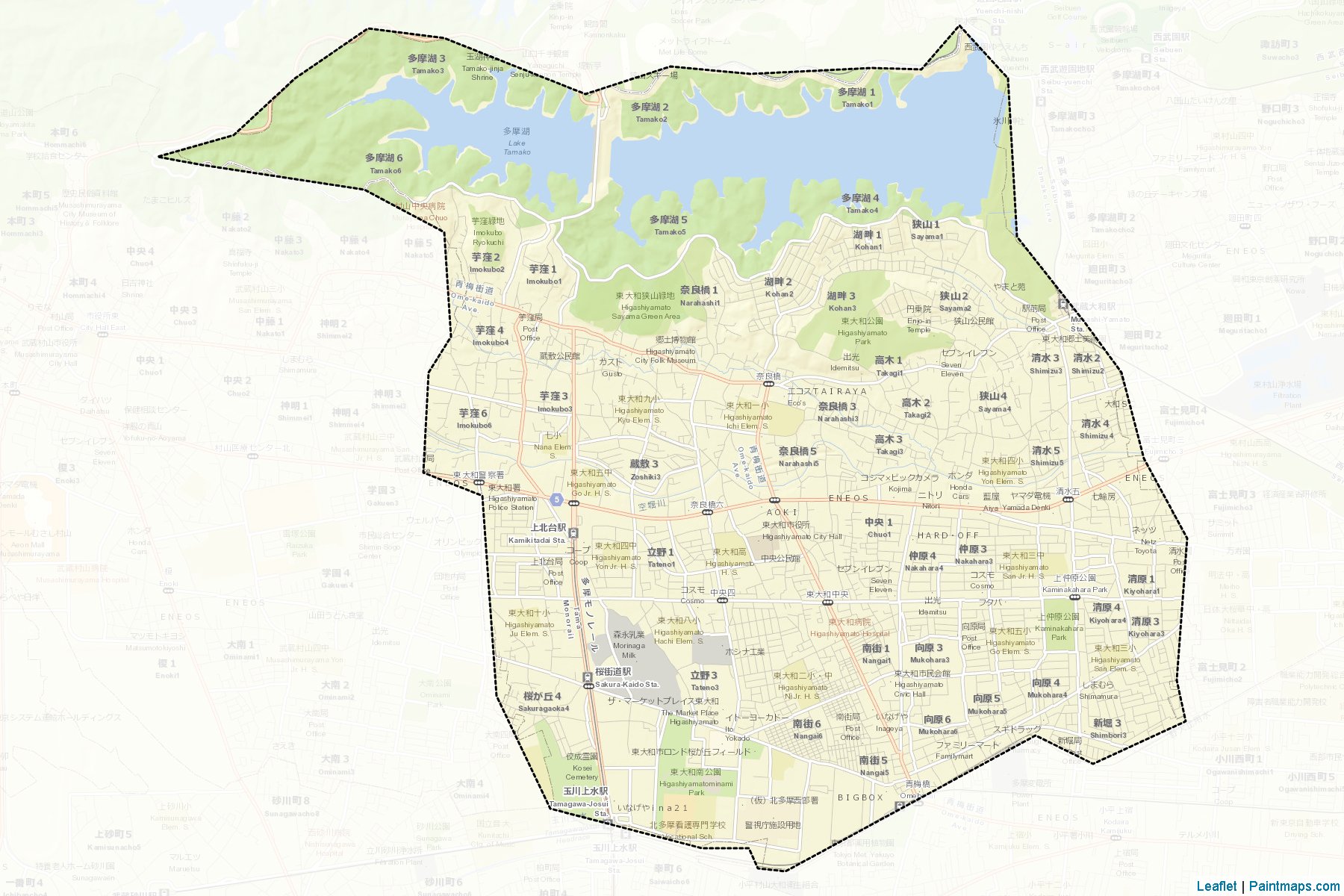 Muestras de recorte de mapas Higashiyamato (Tokyo)-2