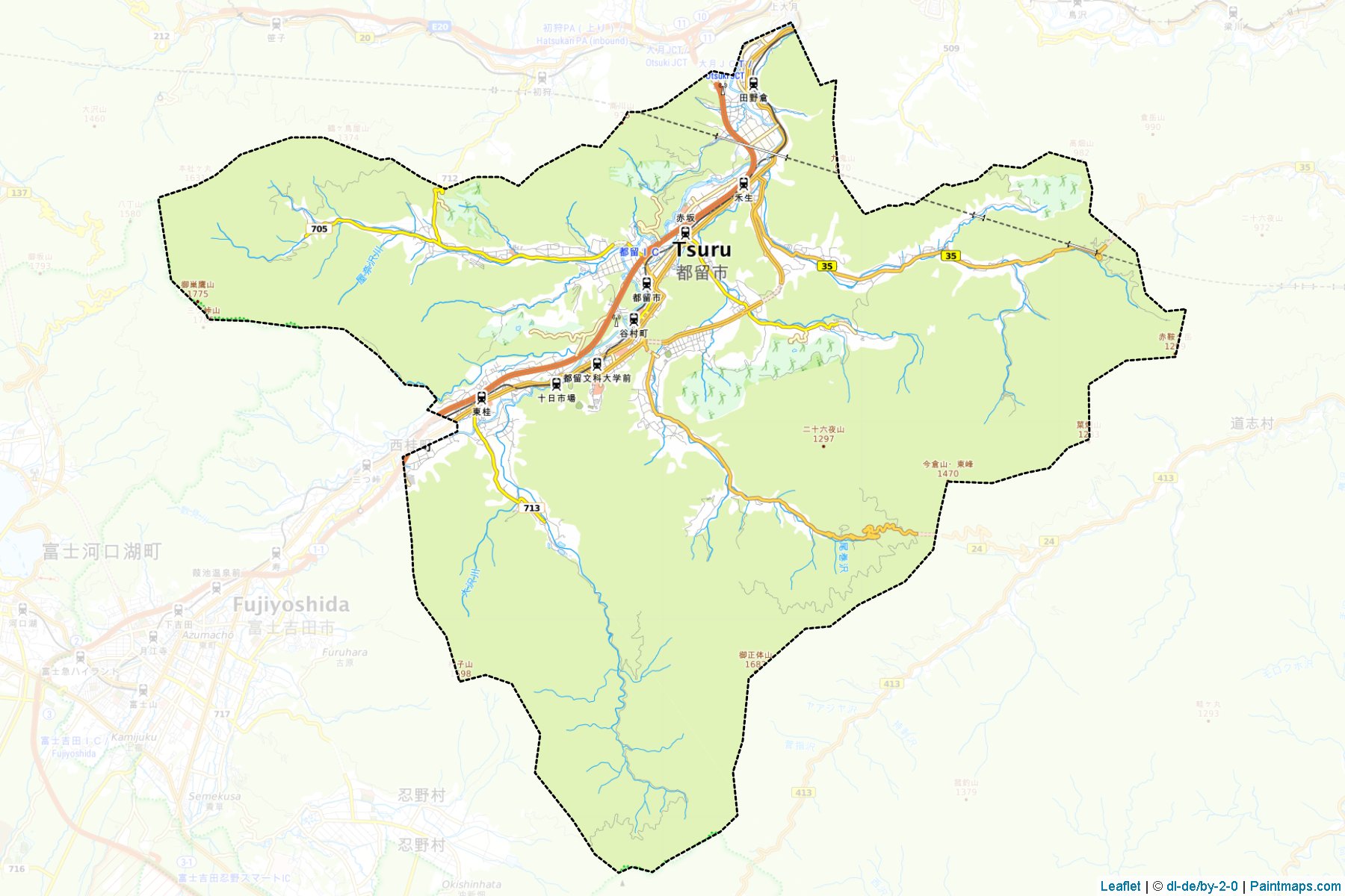 Muestras de recorte de mapas Tsuru (Yamanashi)-1