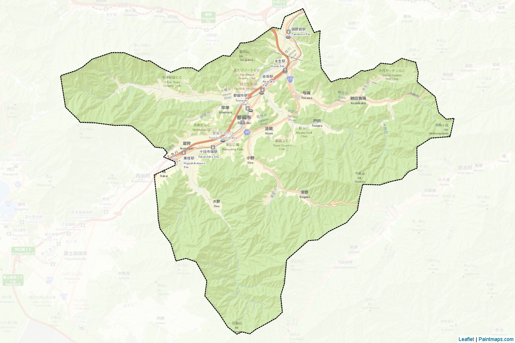 Muestras de recorte de mapas Tsuru (Yamanashi)-2