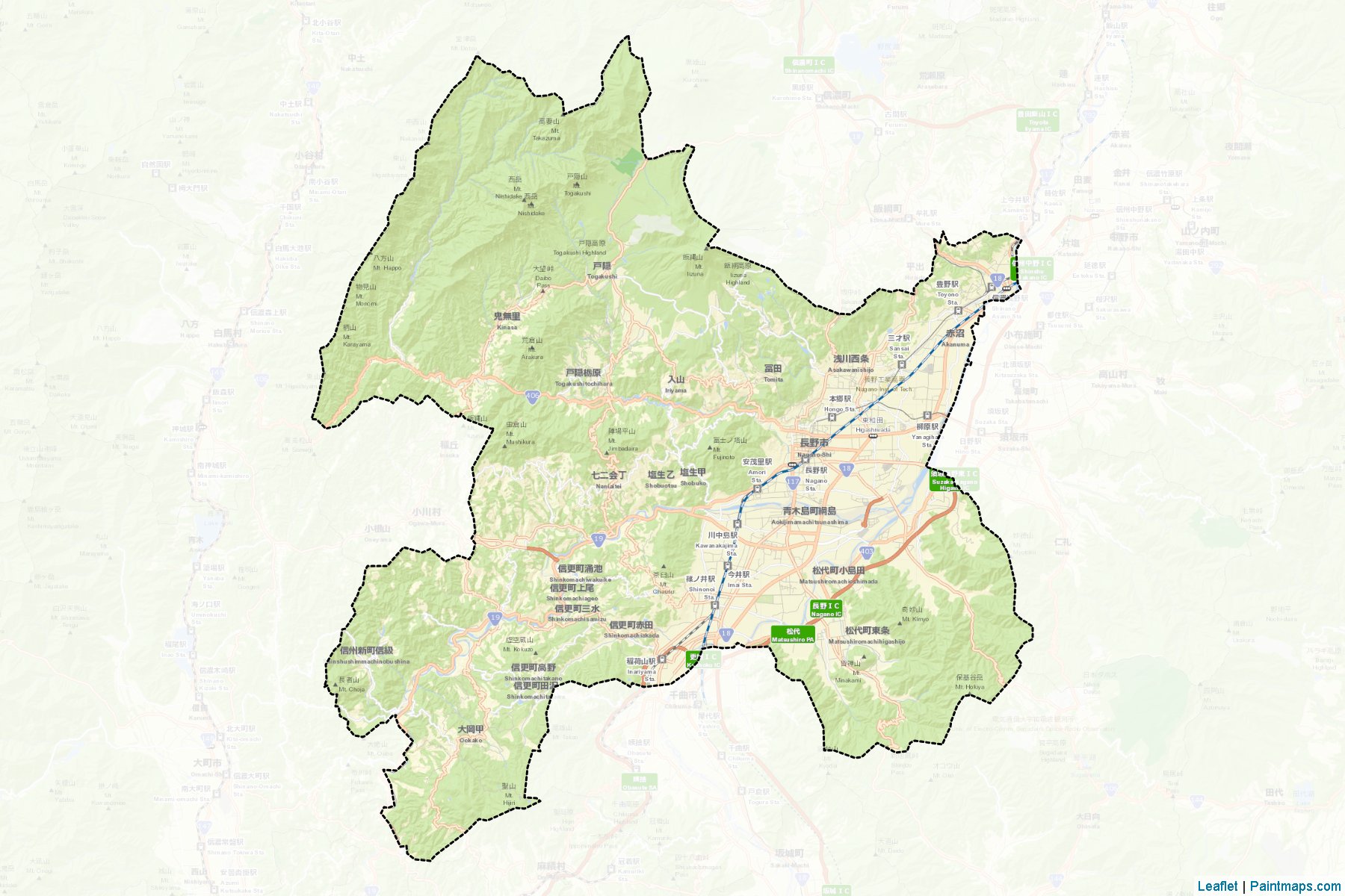 Muestras de recorte de mapas Nagano (Nagano)-2