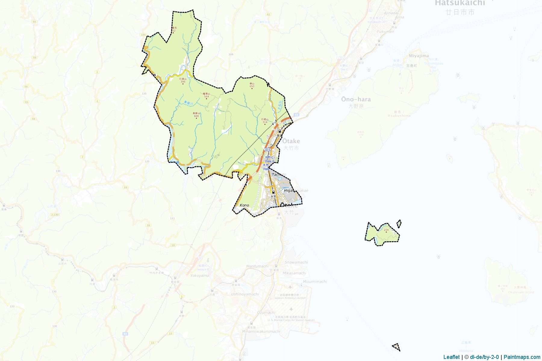 Otake (Hiroshima Prefecture) Map Cropping Samples-1