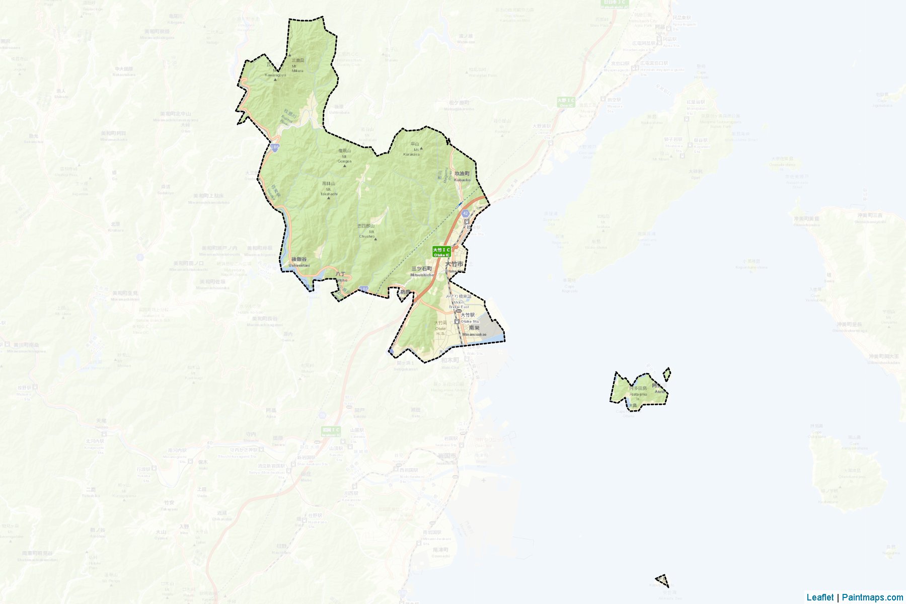 Otake (Hiroshima Prefecture) Map Cropping Samples-2