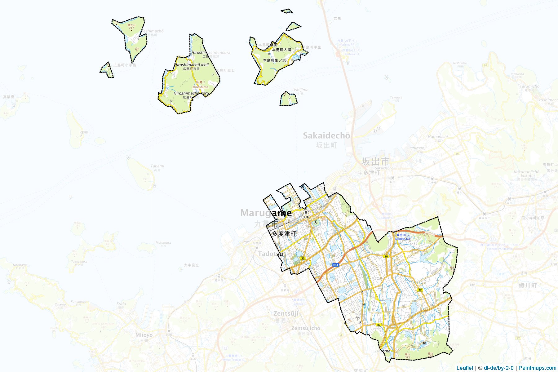 Muestras de recorte de mapas Marugame (Kagawa)-1