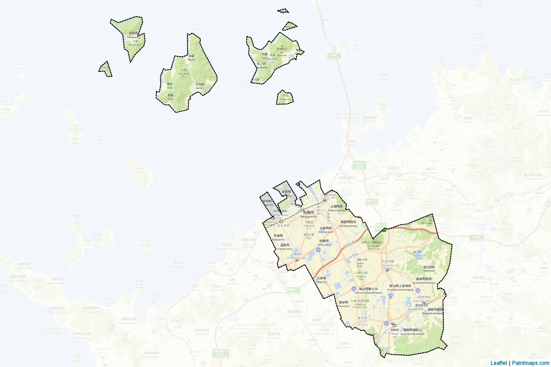 Muestras de recorte de mapas Marugame (Kagawa)-2