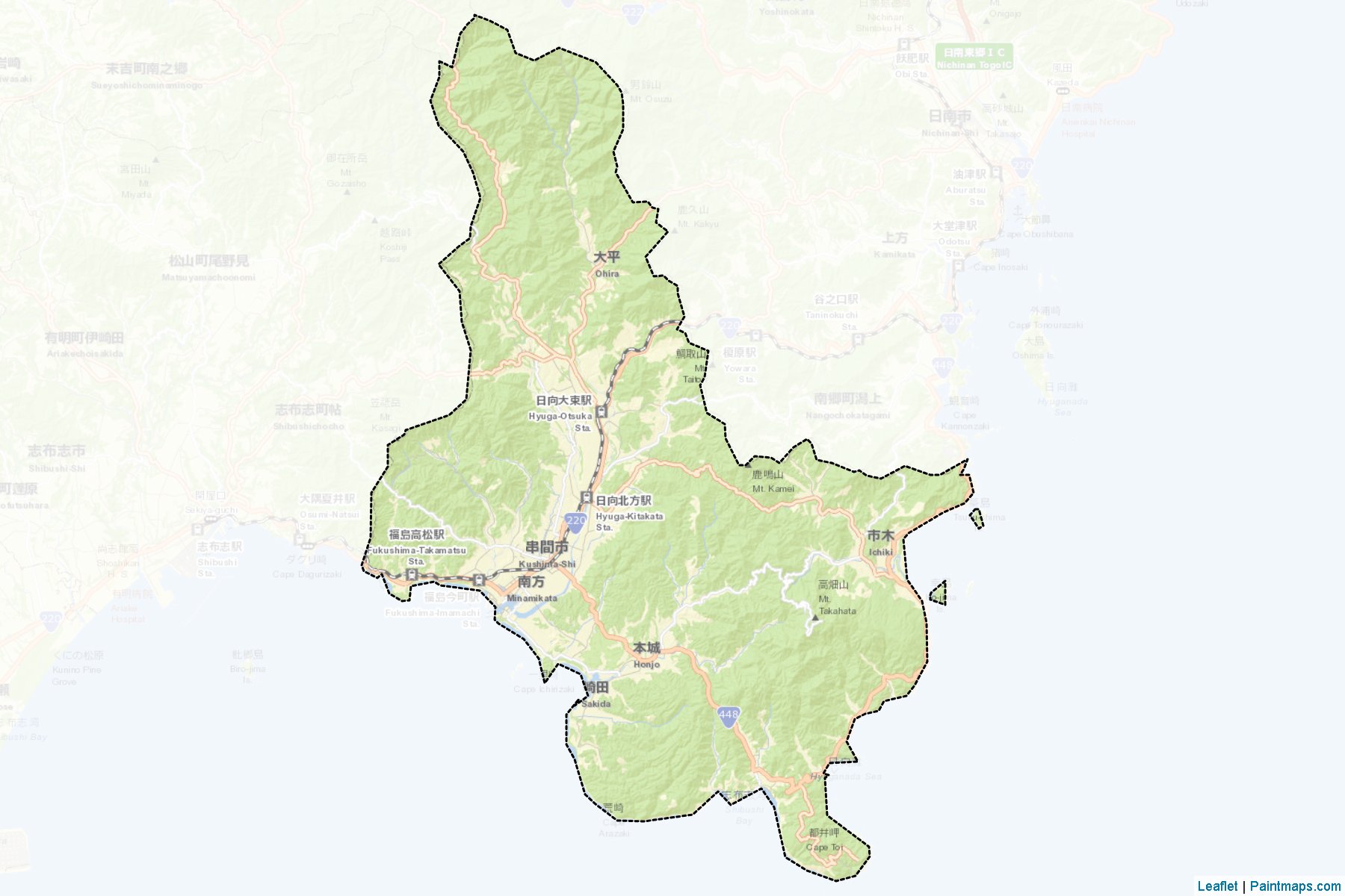 Muestras de recorte de mapas Kushima (Miyazaki)-2