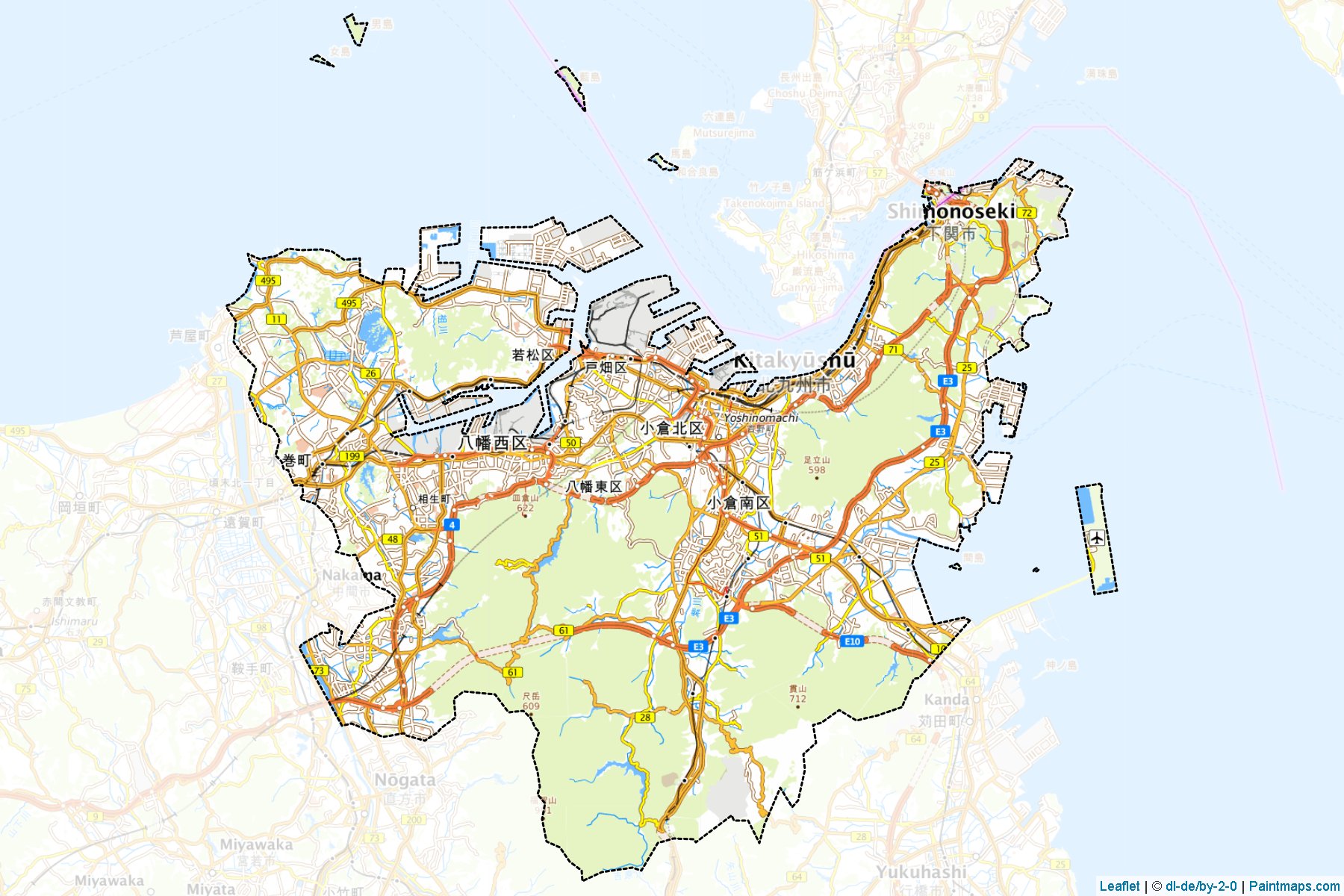 Kitakyushu (Fukuoka Prefecture) Map Cropping Samples-1