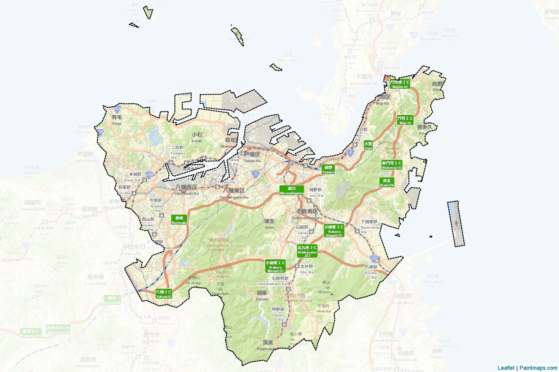 Kitakyushu (Fukuoka Prefecture) Map Cropping Samples-2