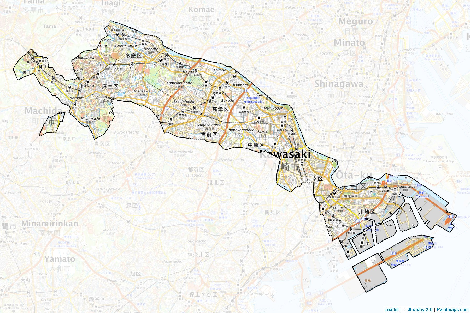 Muestras de recorte de mapas Kawasaki (Kanagawa)-1