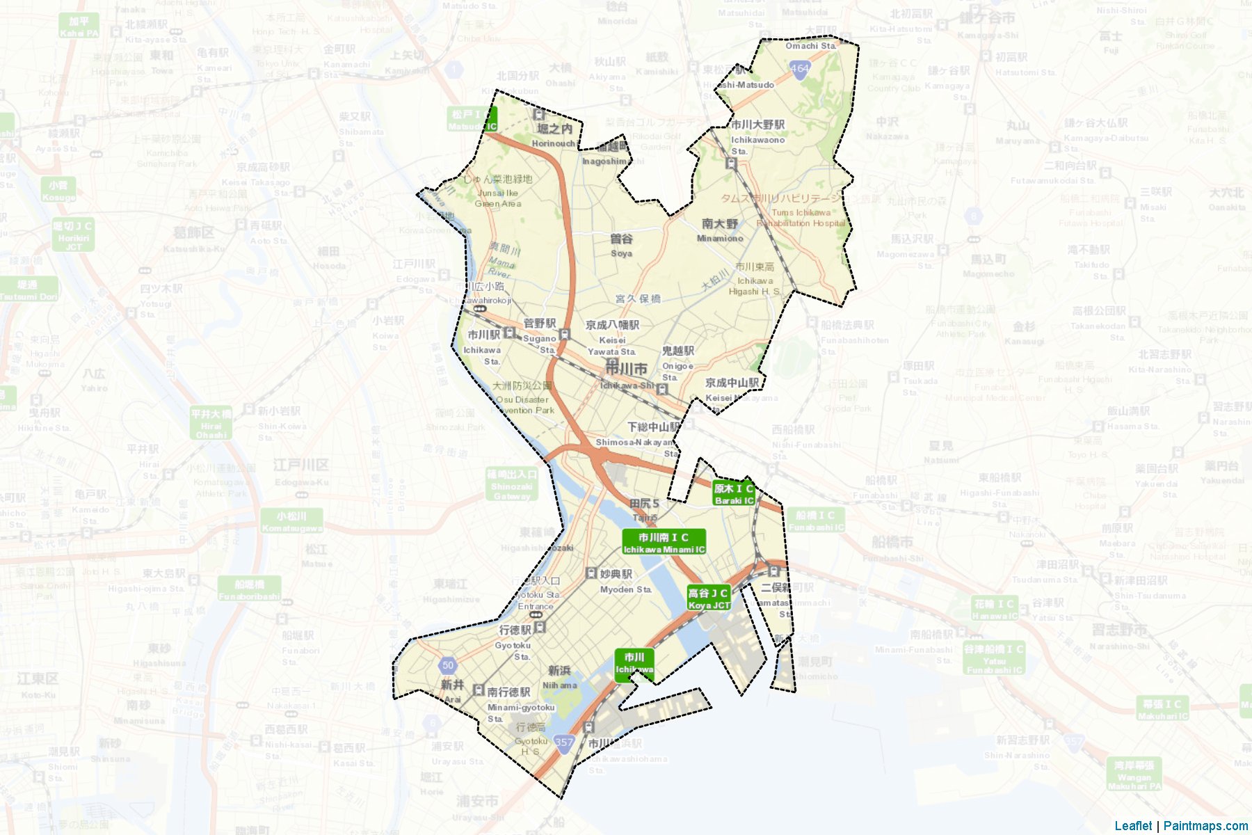 Muestras de recorte de mapas Ichikawa (Chiba)-2