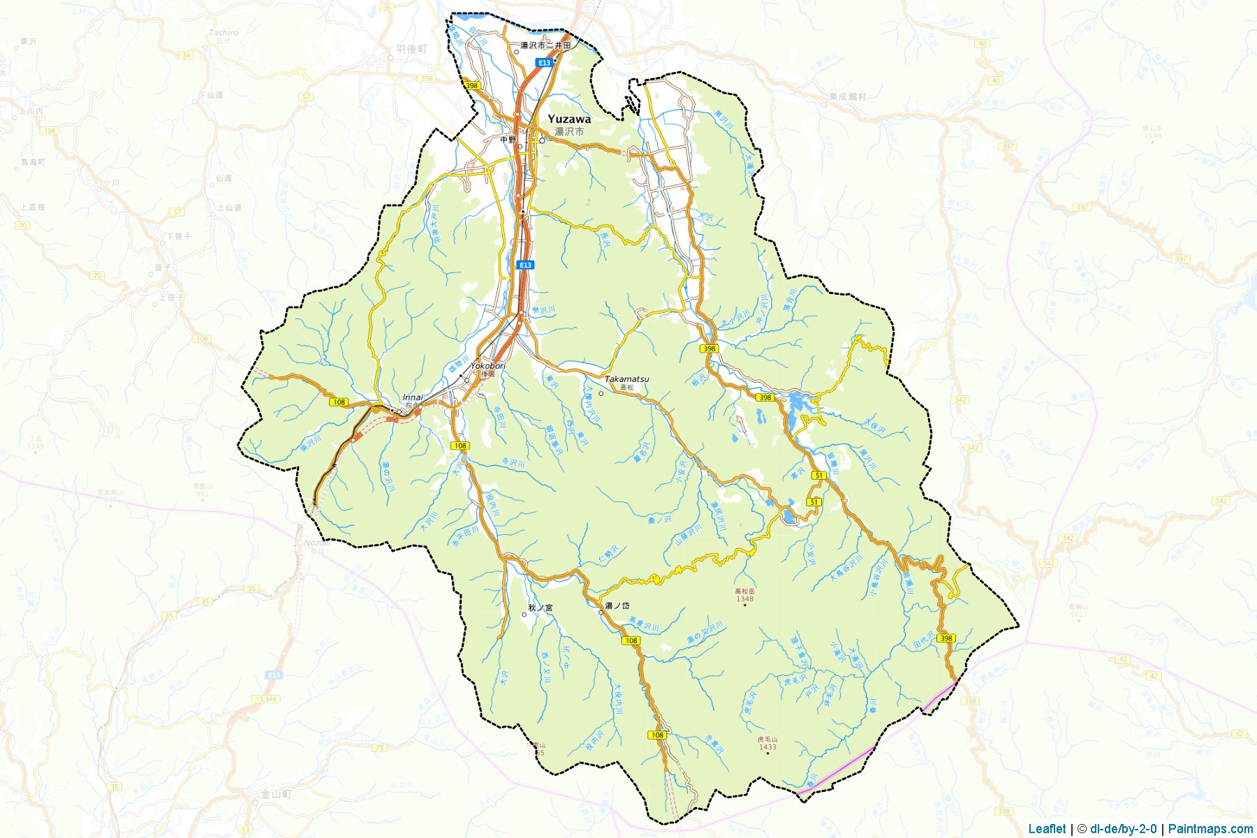 Muestras de recorte de mapas Yuzawa (Akita)-1