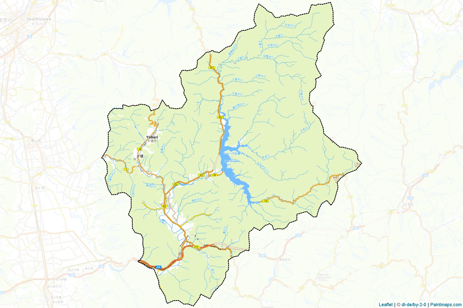 Muestras de recorte de mapas Yubari (Hokkaido)-1