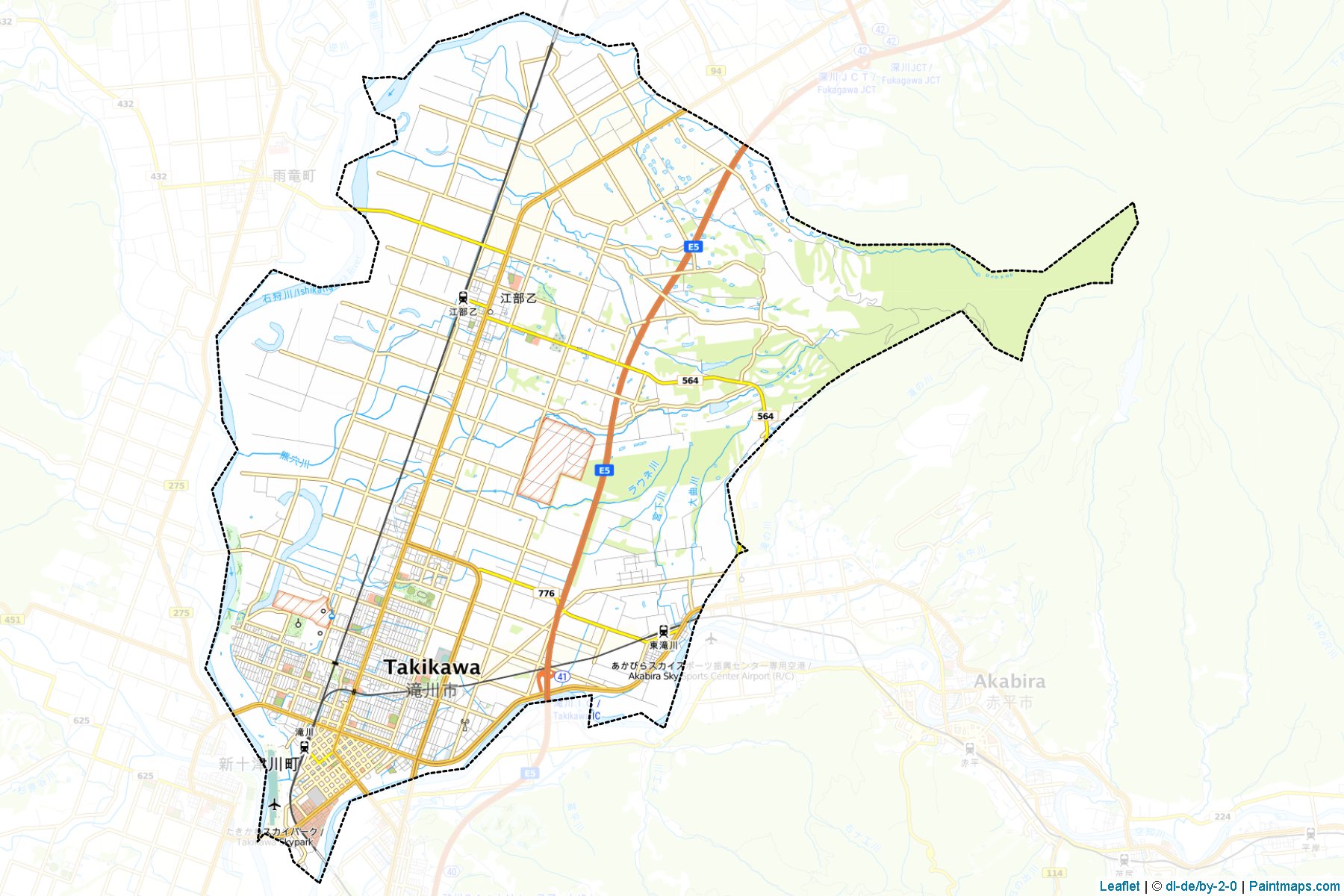 Takikawa (Hokkaido Prefecture) Map Cropping Samples-1