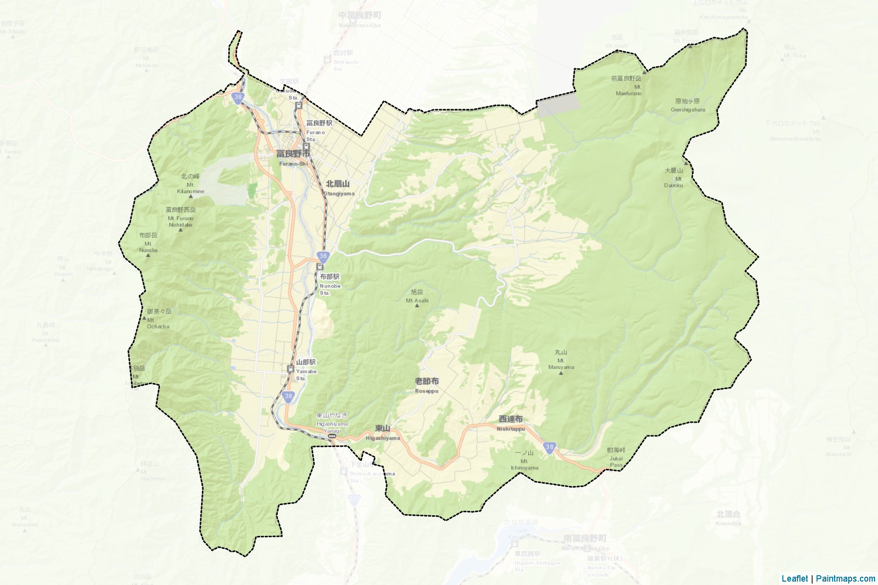 Furano (Hokkaido Prefecture) Map Cropping Samples-2