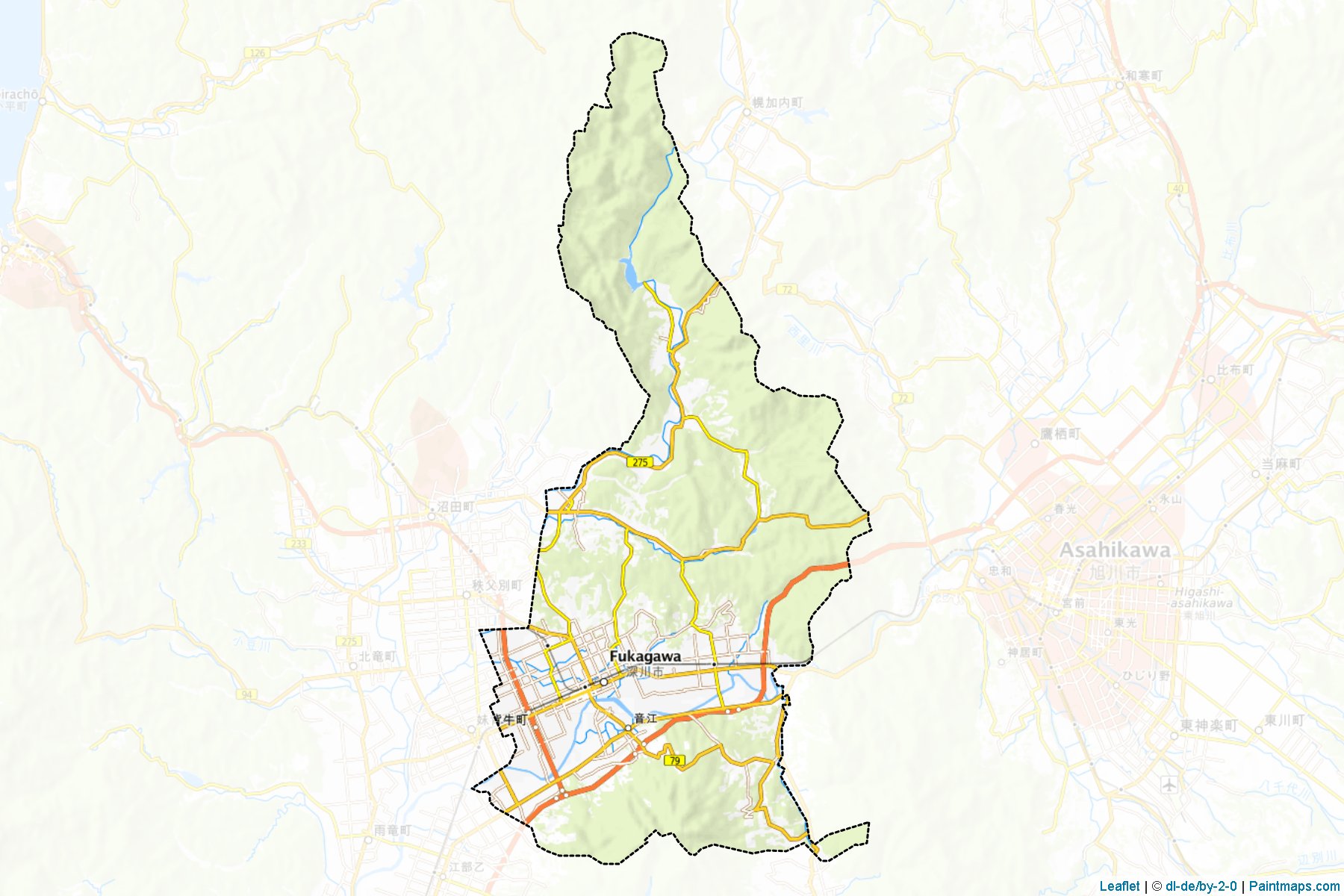 Fukagawa (Hokkaido Prefecture) Map Cropping Samples-1