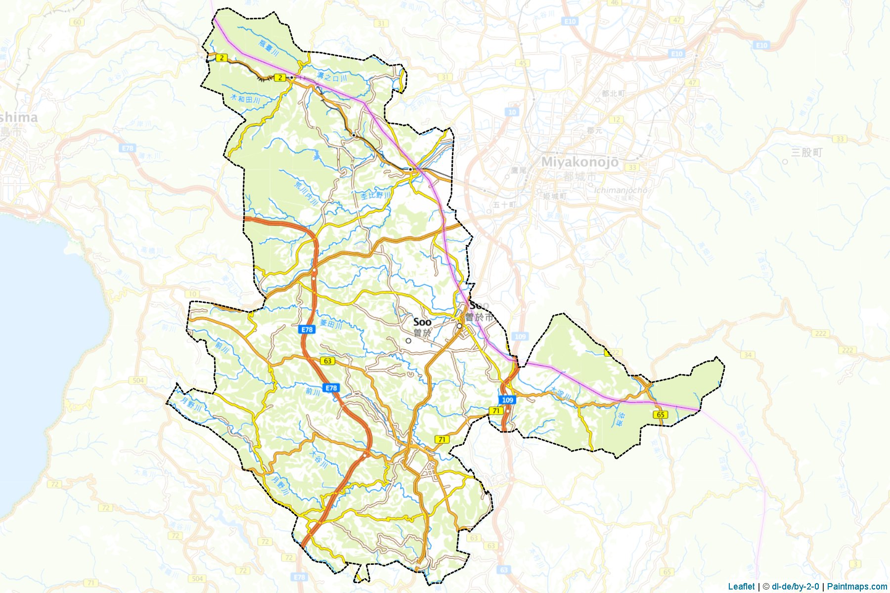 Muestras de recorte de mapas Soo (Kagoshima)-1