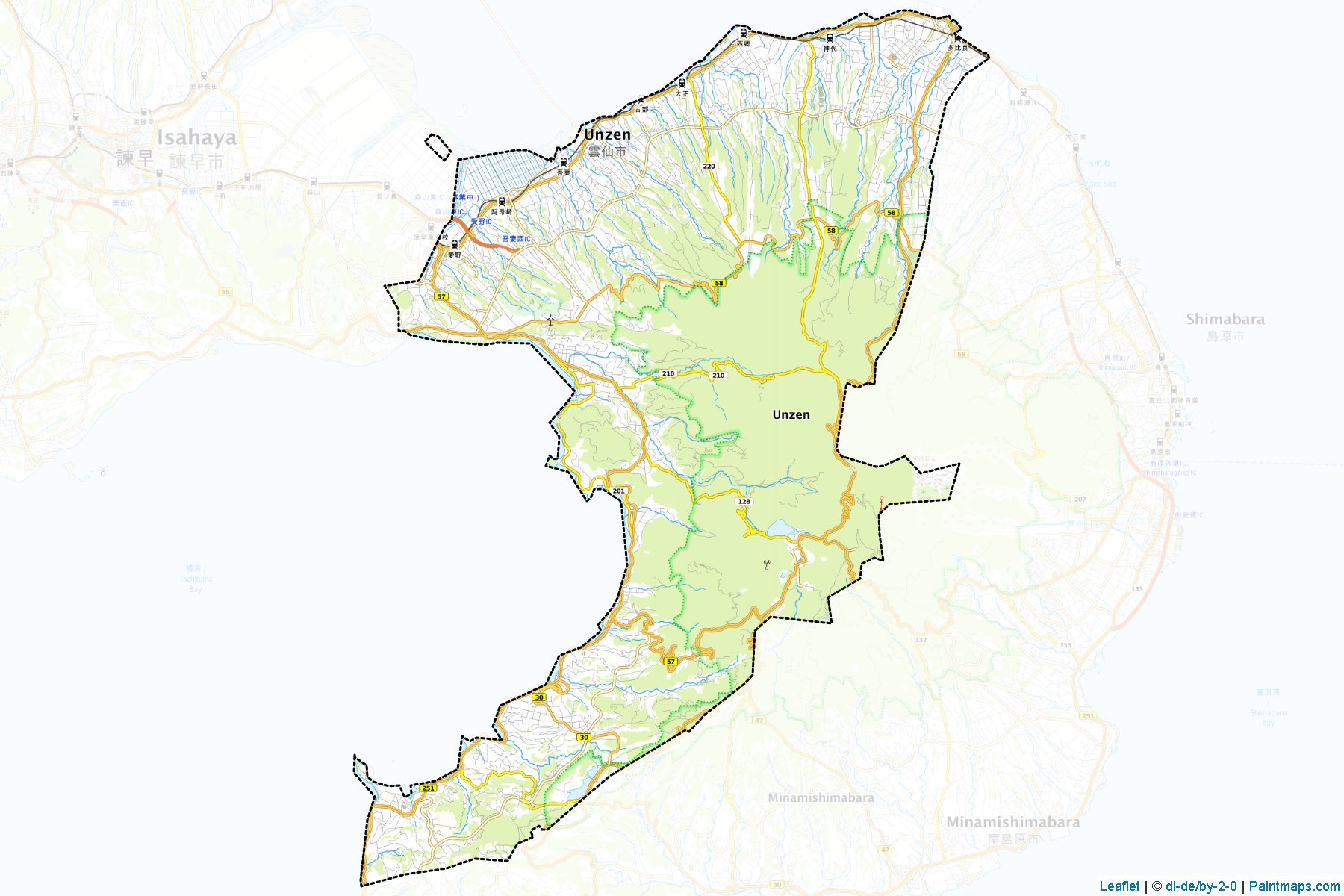 Muestras de recorte de mapas Unzen (Nagasaki)-1