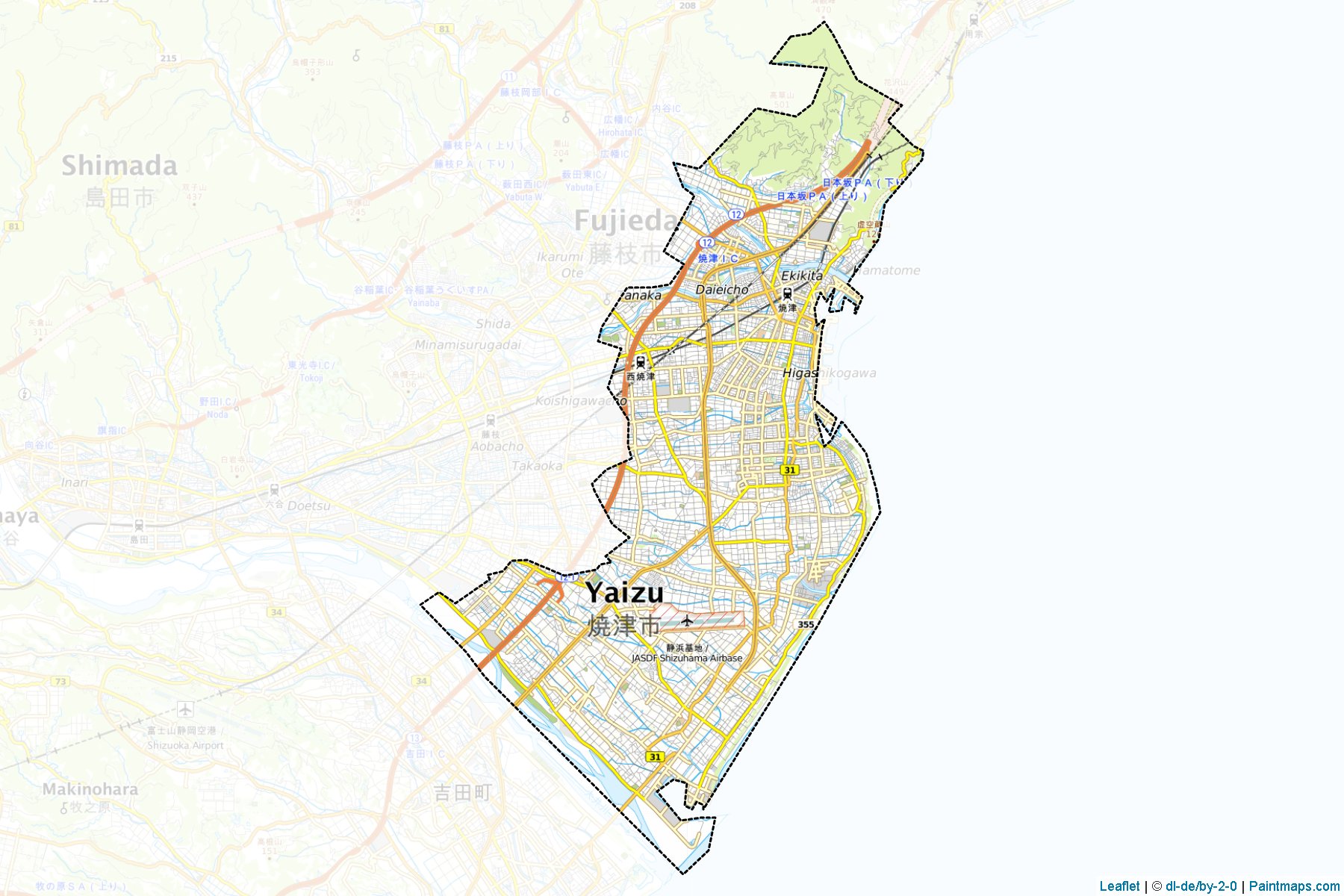 Muestras de recorte de mapas Yaizu (Shizuoka)-1