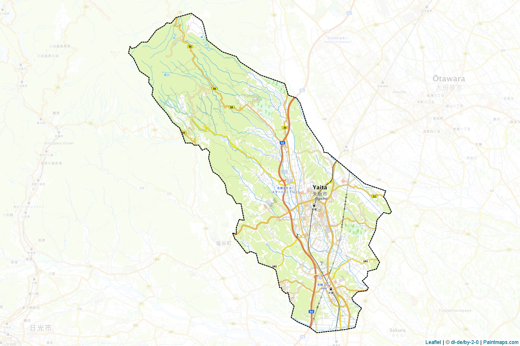 Muestras de recorte de mapas Yaita (Tochigi)-1