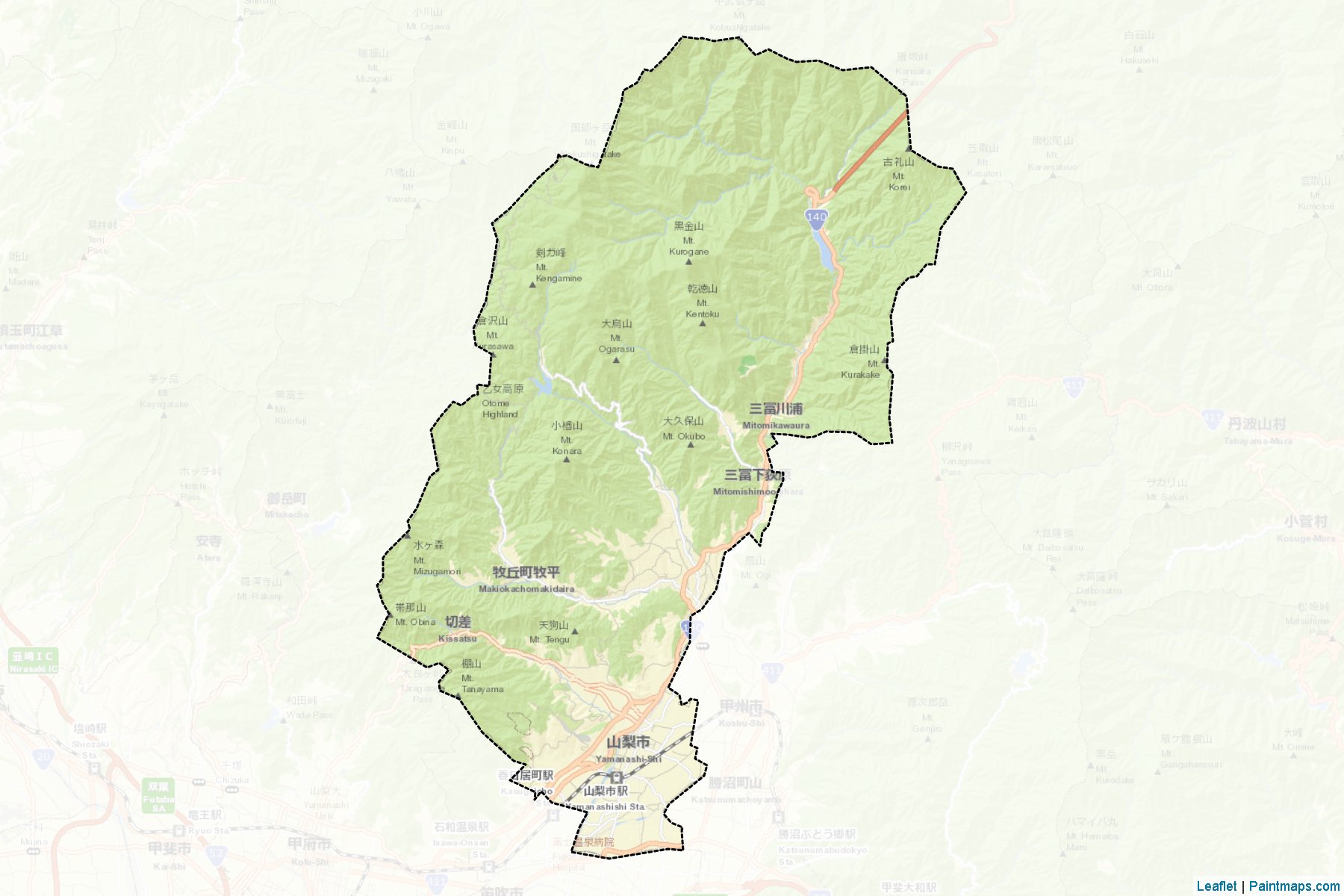 Yamanashi (Yamanashi Prefecture) Map Cropping Samples-2