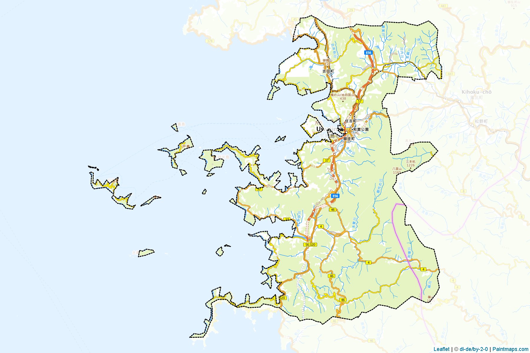 Muestras de recorte de mapas Uwajima (Ehime)-1