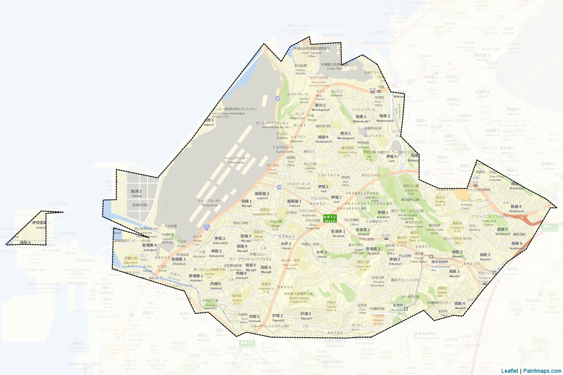 Urasoe (Okinawa Prefecture) Map Cropping Samples-2