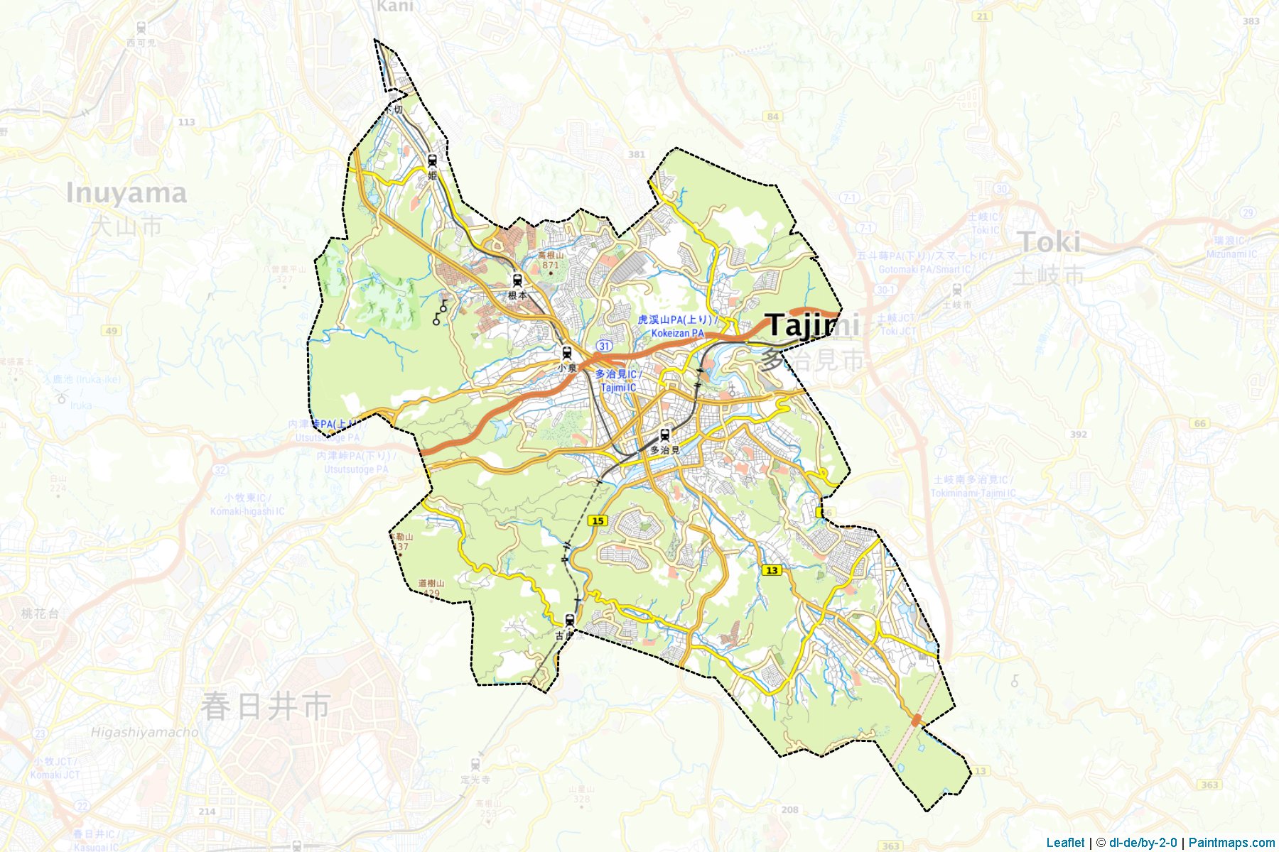 Muestras de recorte de mapas Tajimi (Gifu)-1