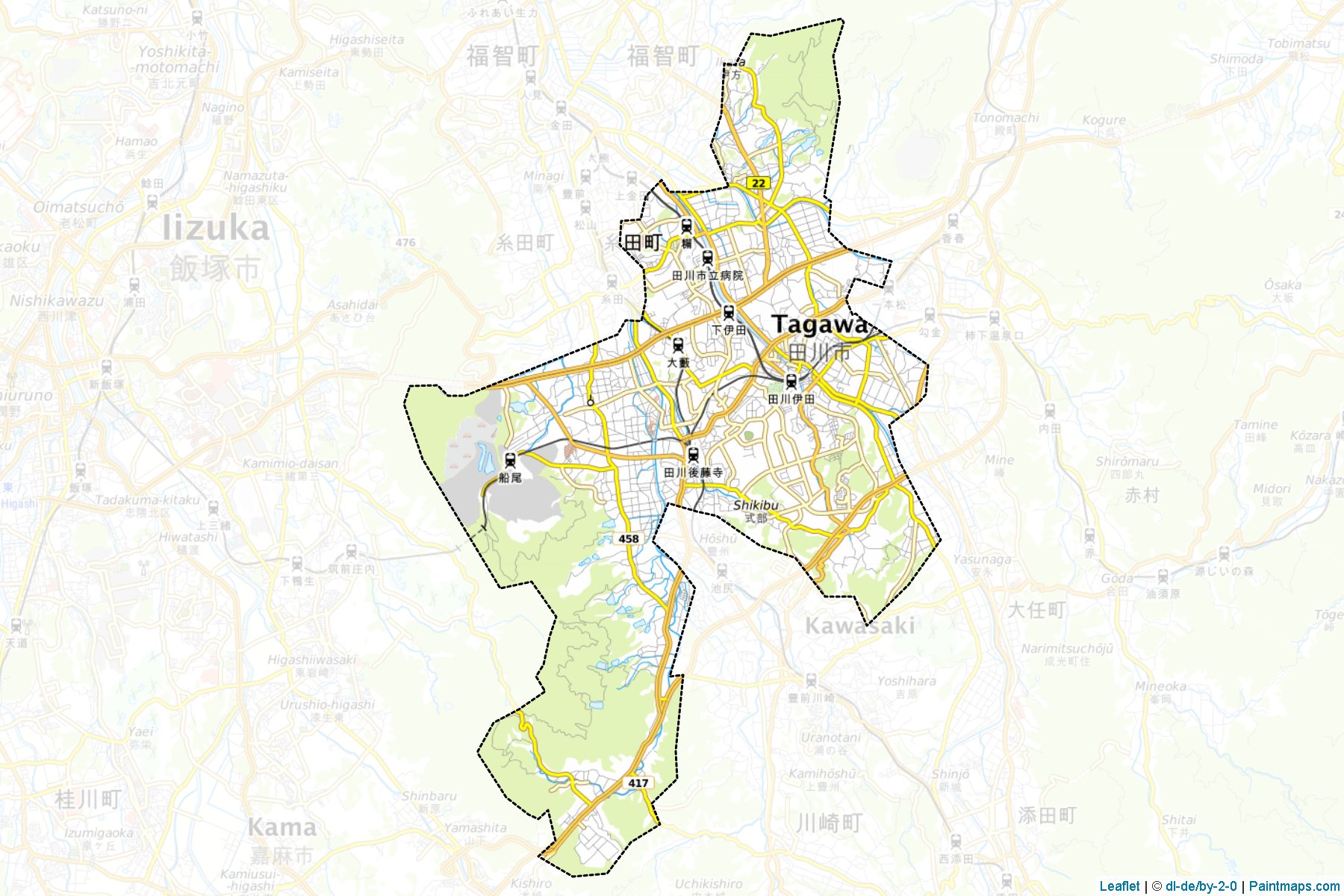 Tagawa (Fukuoka Prefecture) Map Cropping Samples-1