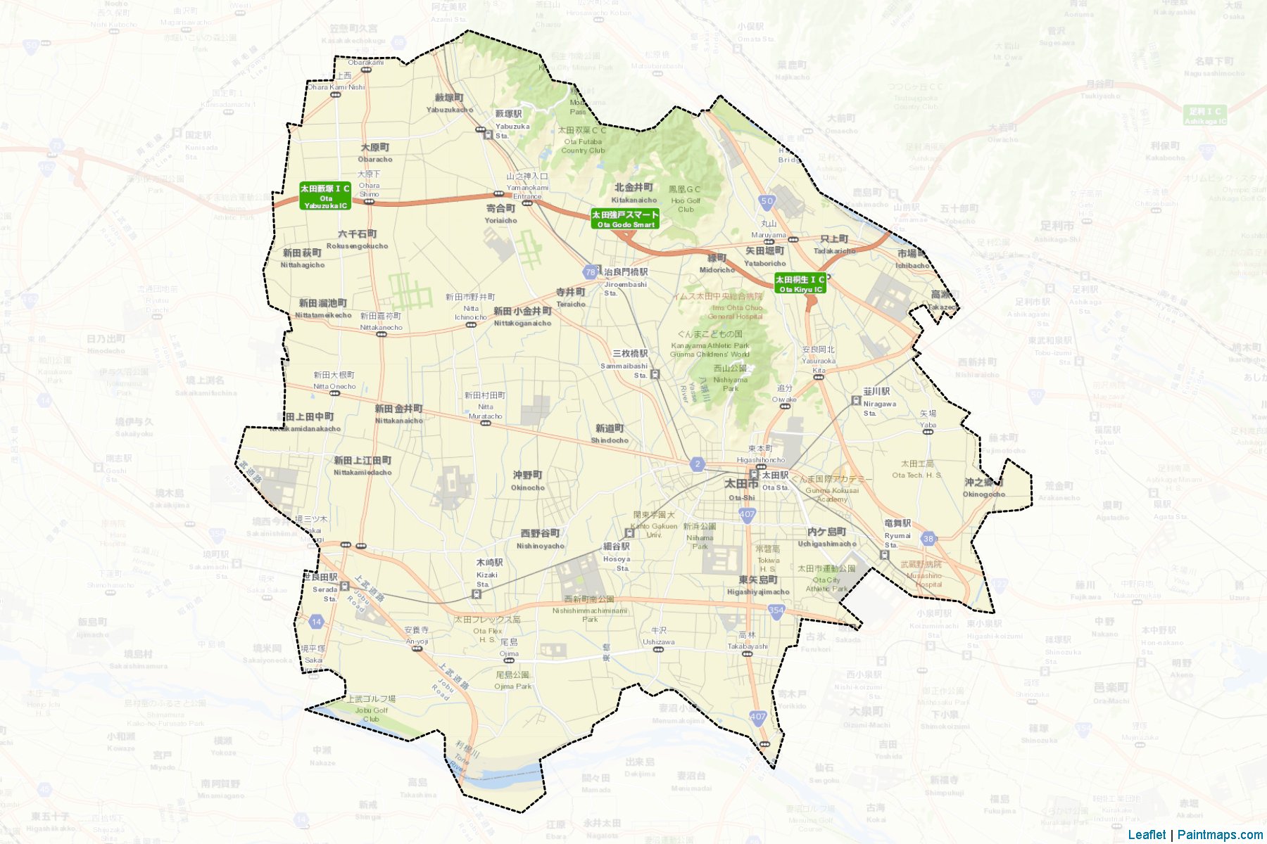 Ota (Gunma Prefecture) Map Cropping Samples-2