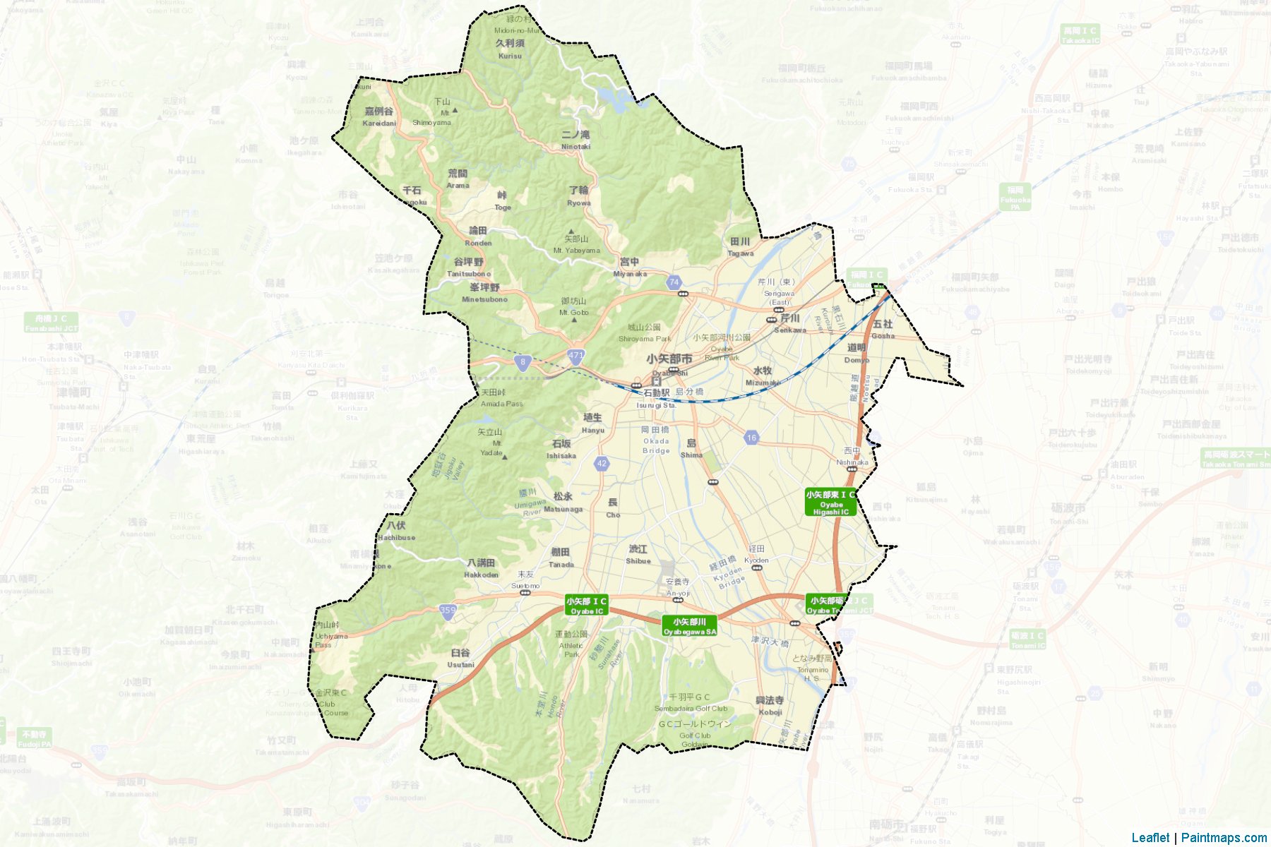 Muestras de recorte de mapas Oyabe (Toyama)-2