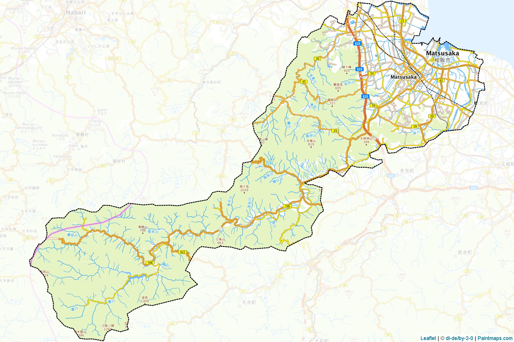 Muestras de recorte de mapas Matsusaka (Mie)-1