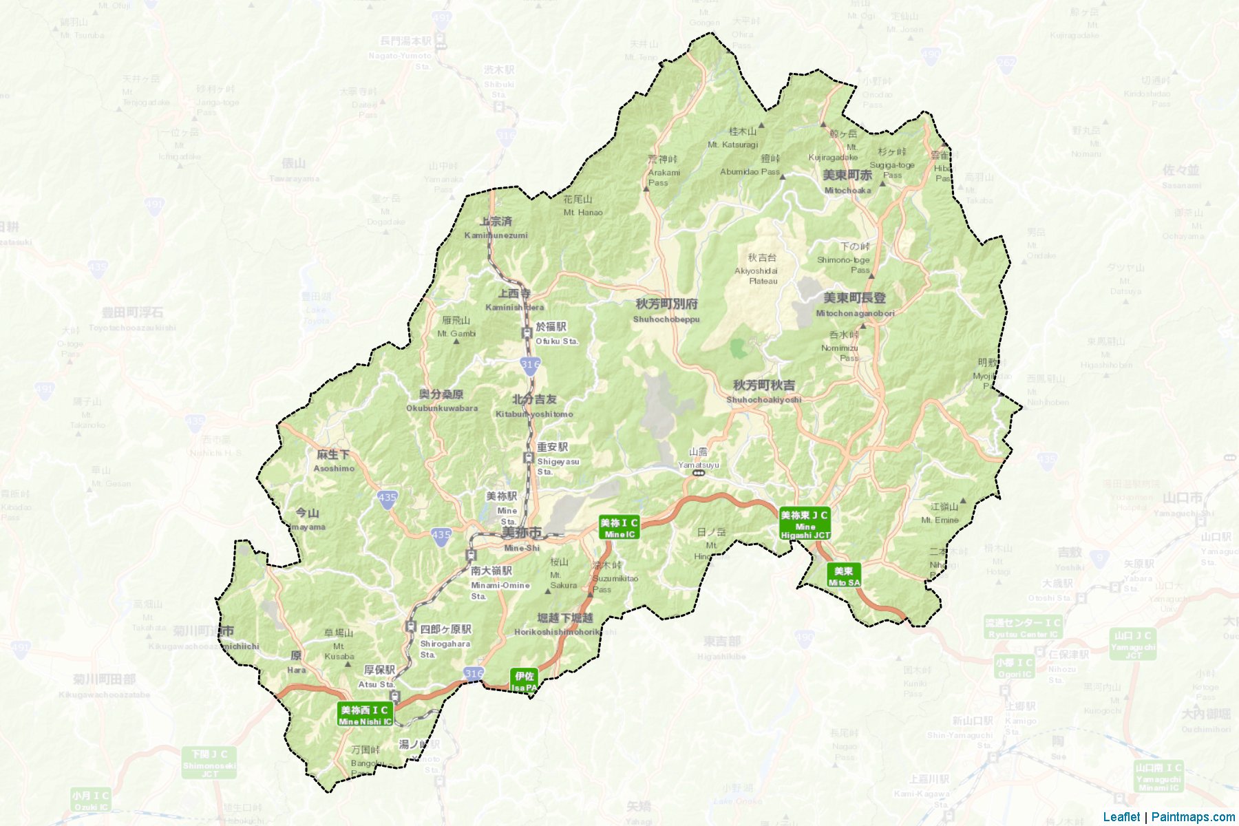 Muestras de recorte de mapas Mine (Yamaguchi)-2