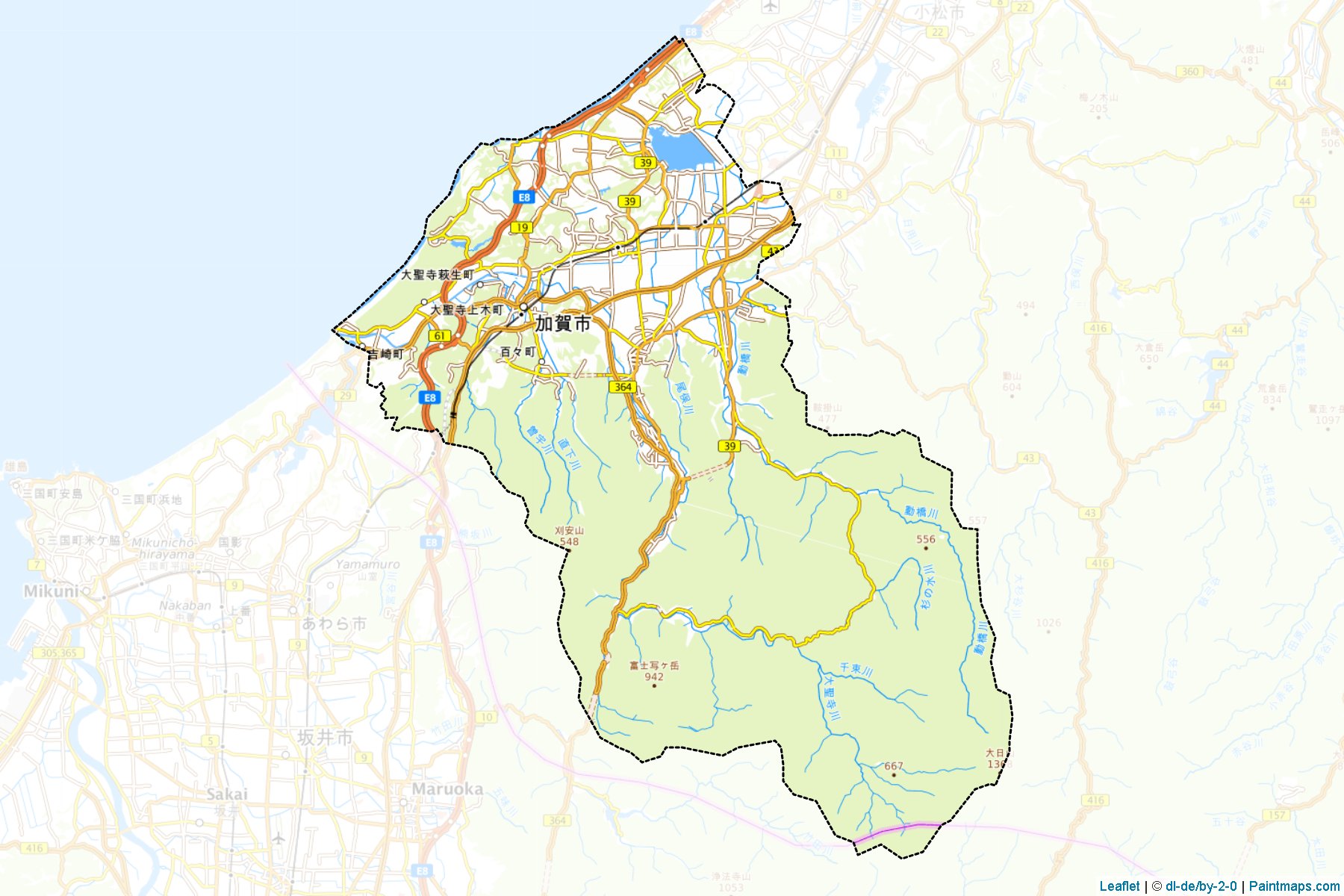 Kaga (Ishikawa Prefecture) Map Cropping Samples-1