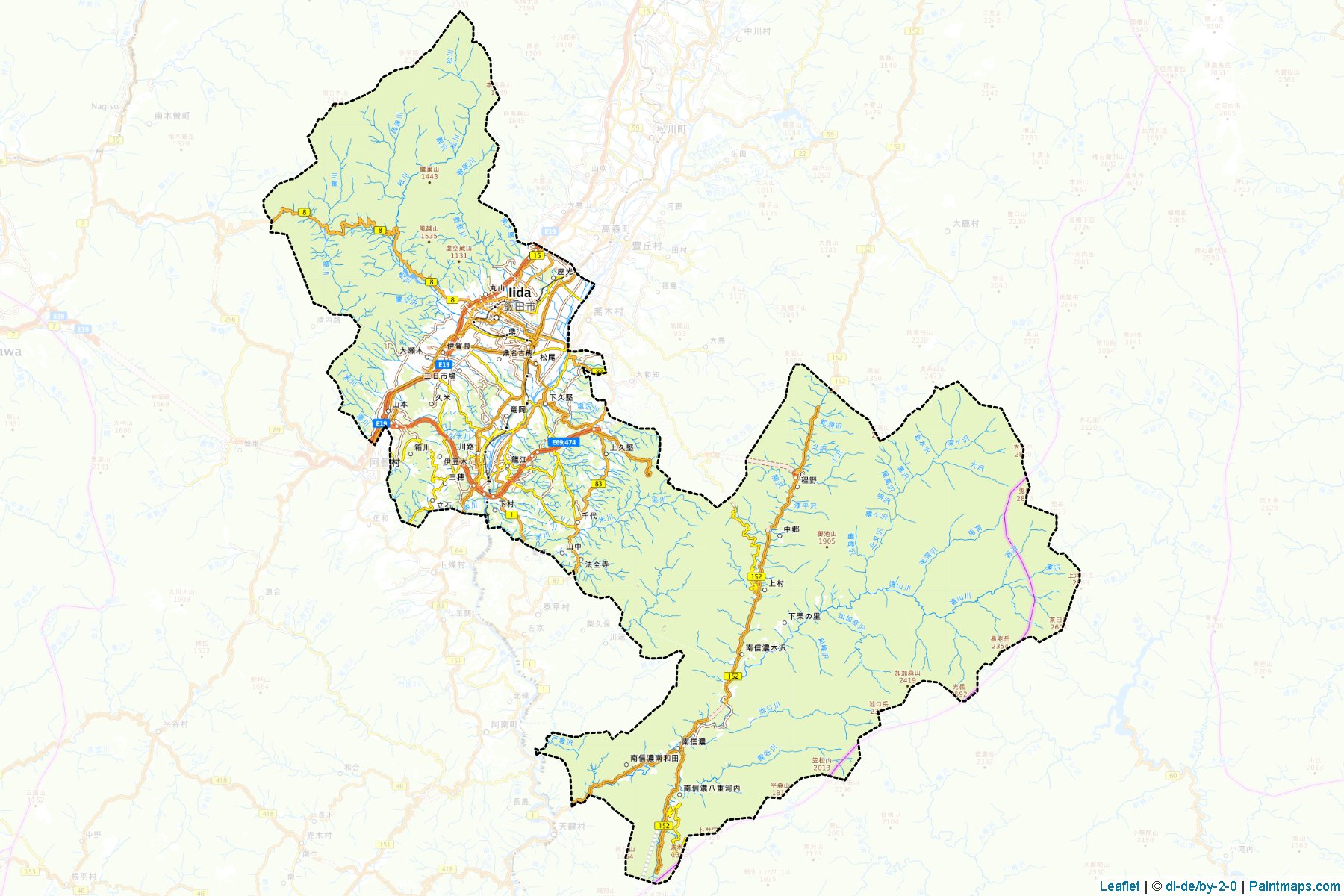 Iida (Nagano Prefecture) Map Cropping Samples-1