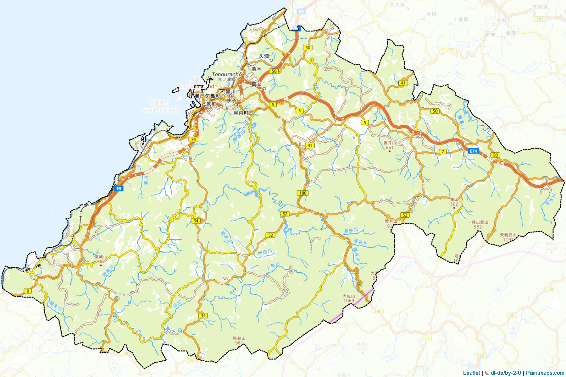 Muestras de recorte de mapas Hamada (Shimane)-1