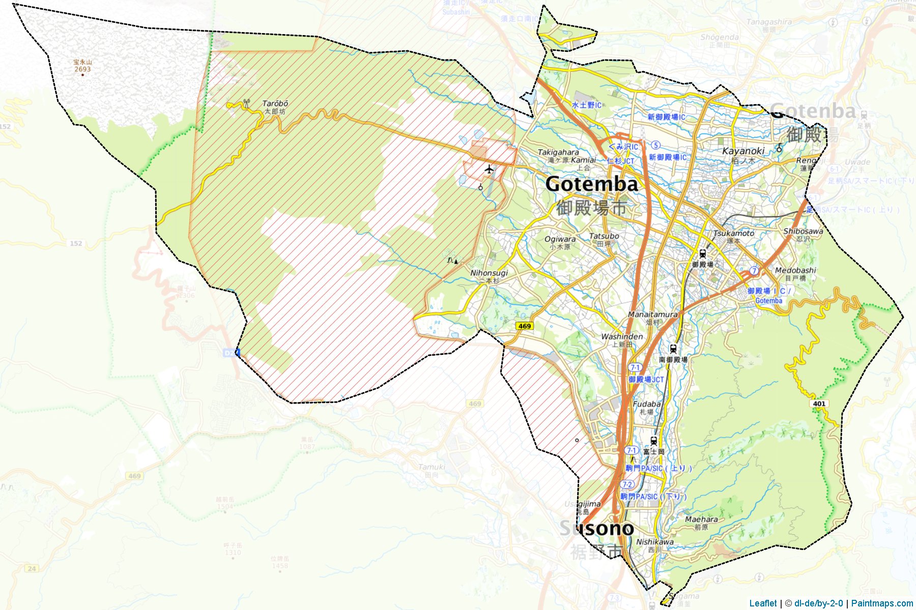 Gotenba (Shizuoka Prefecture) Map Cropping Samples-1