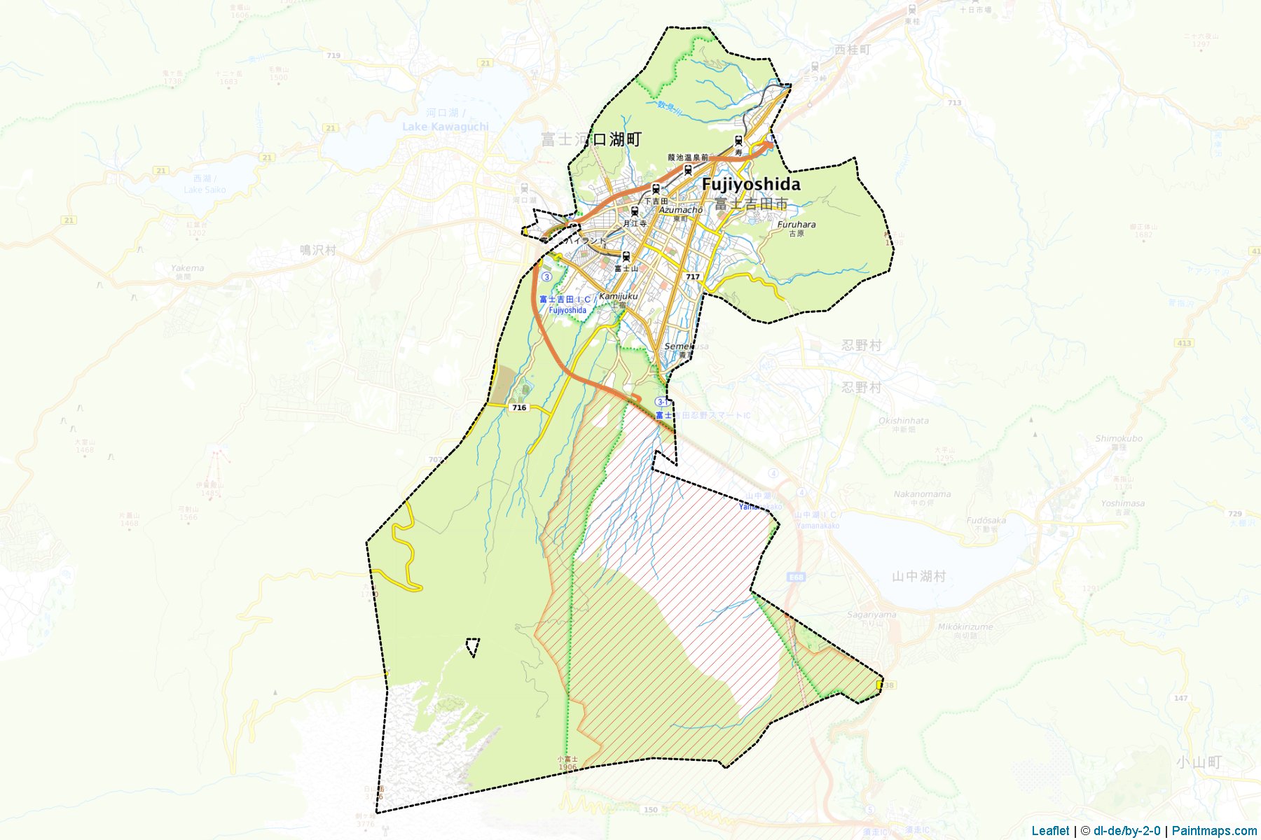 Fujiyoshida (Yamanashi Prefecture) Map Cropping Samples-1