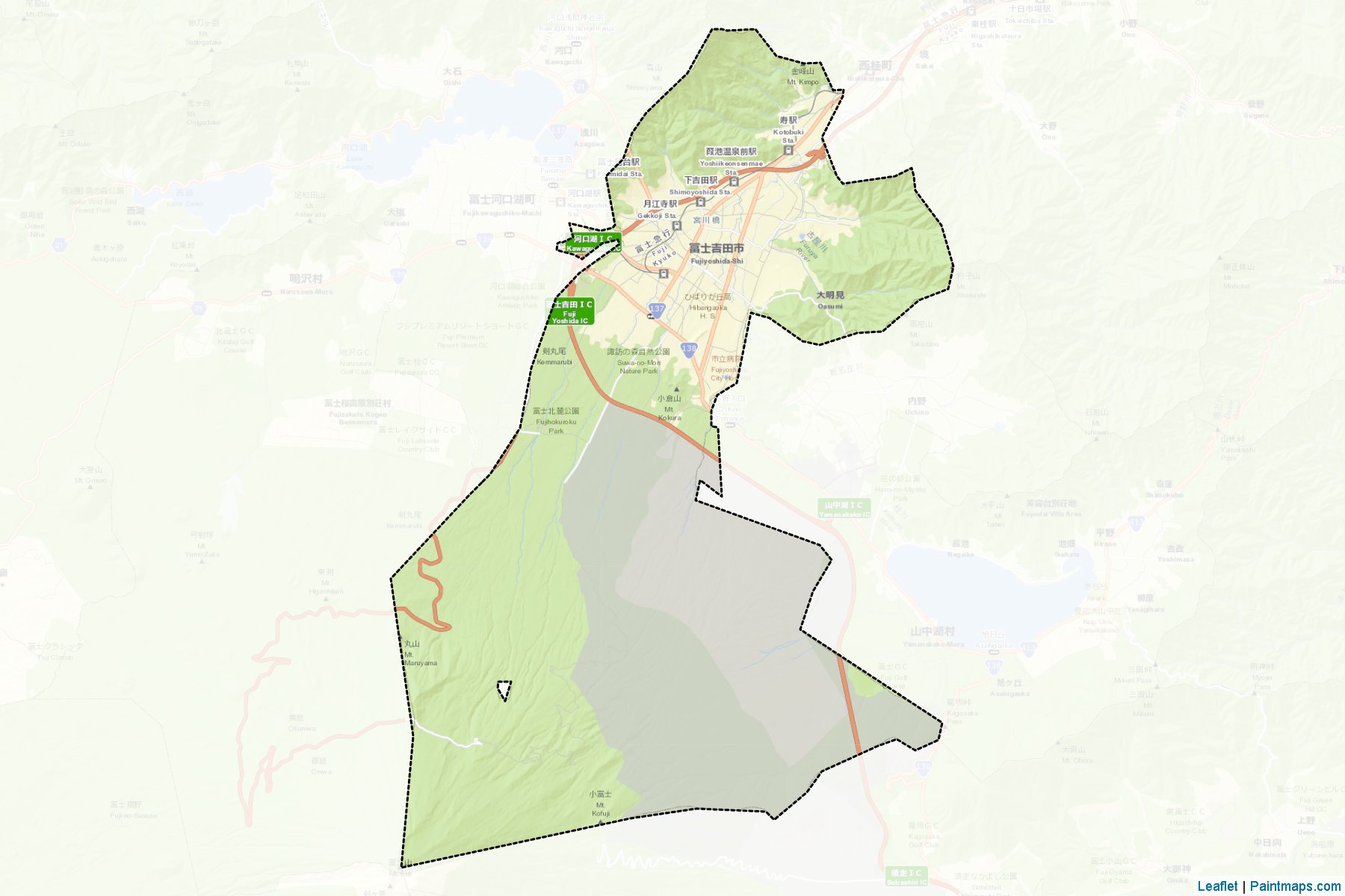 Muestras de recorte de mapas Fujiyoshida (Yamanashi)-2