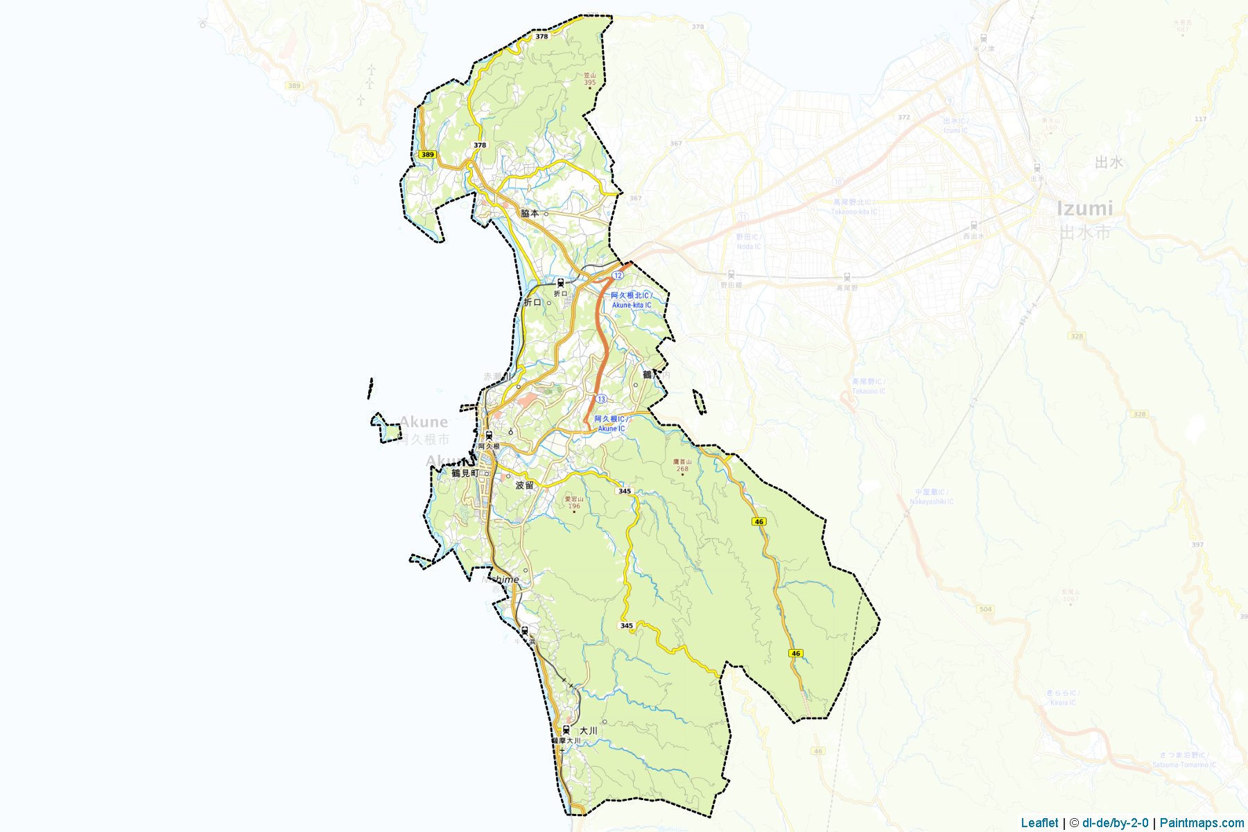 Muestras de recorte de mapas Akune (Kagoshima)-1