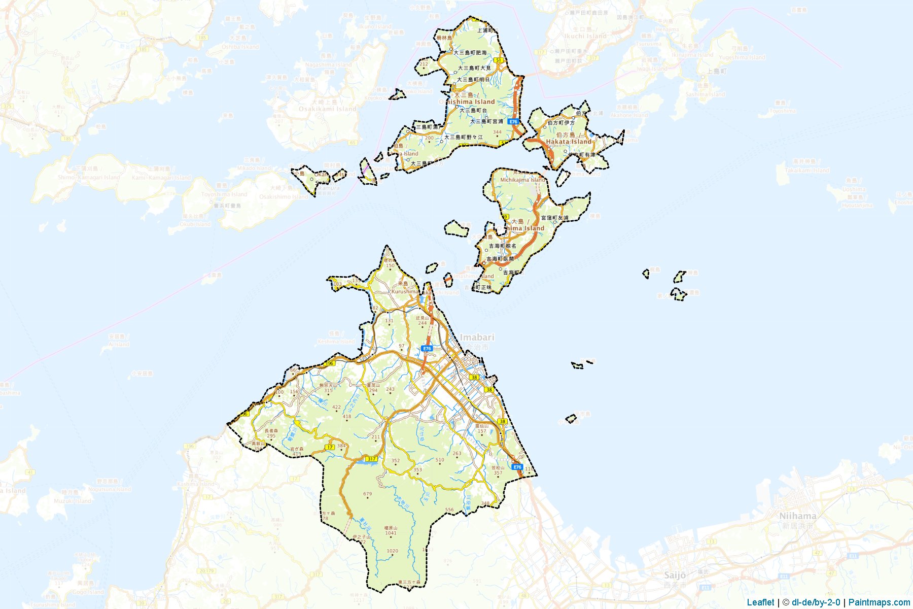 Muestras de recorte de mapas Imabari (Ehime)-1