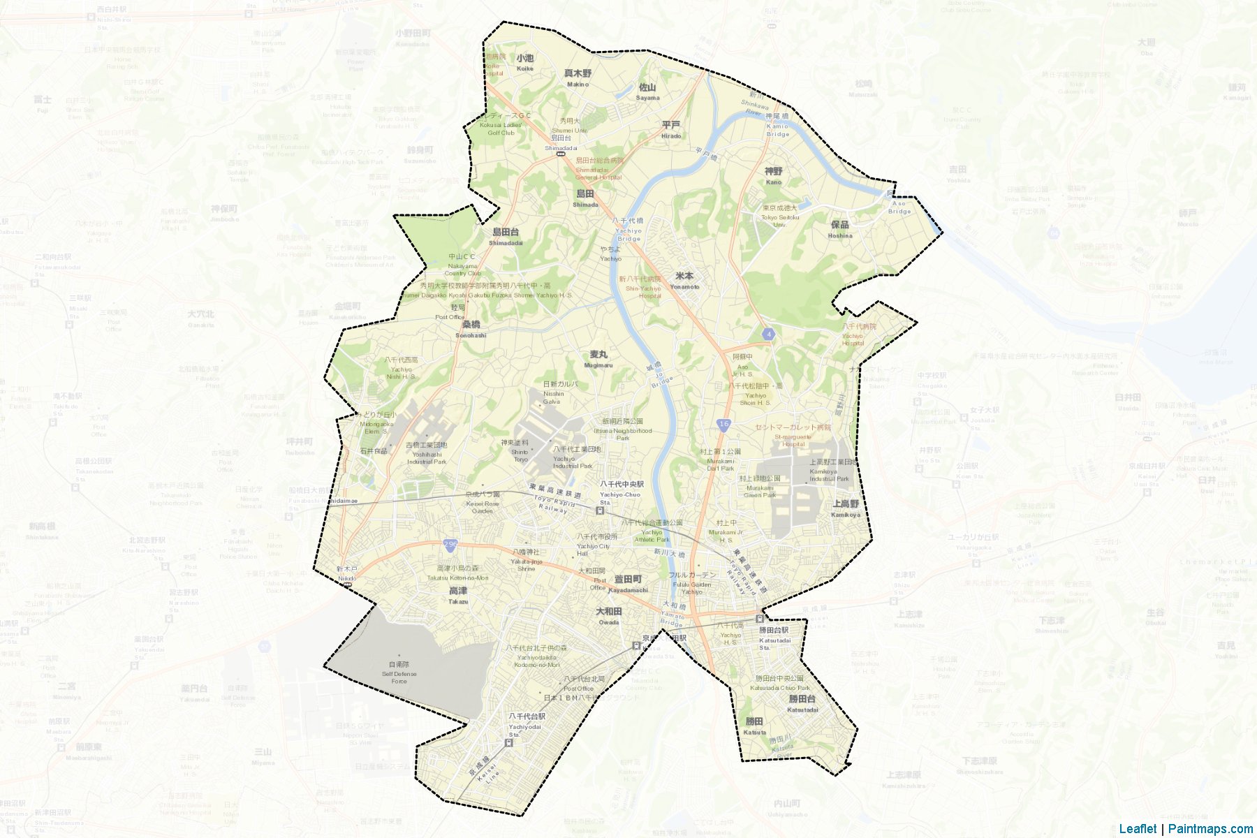 Muestras de recorte de mapas Yachiyo (Chiba)-2