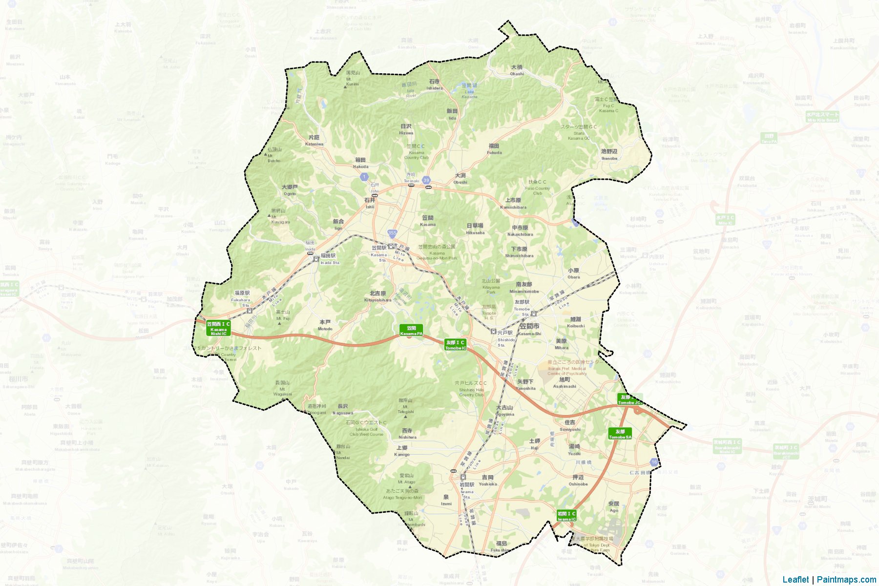 Kasama (Ibaraki Prefecture) Map Cropping Samples-2