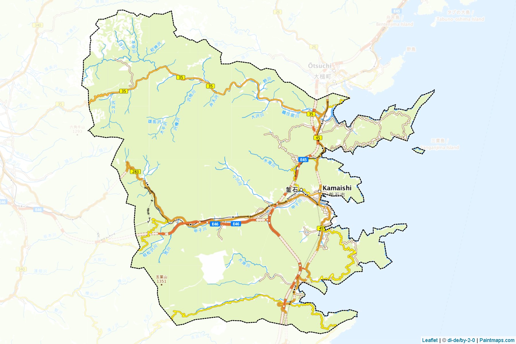 Muestras de recorte de mapas Kamaishi (Iwate)-1