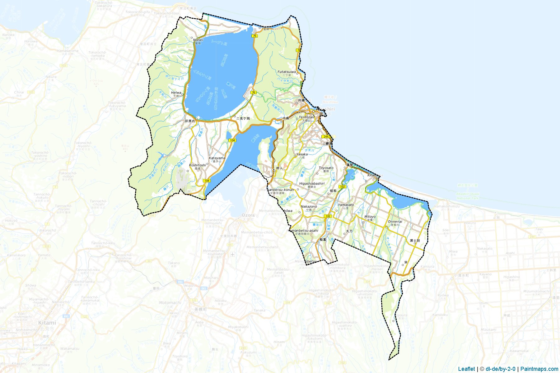 Abashiri (Hokkaido Prefecture) Map Cropping Samples-1