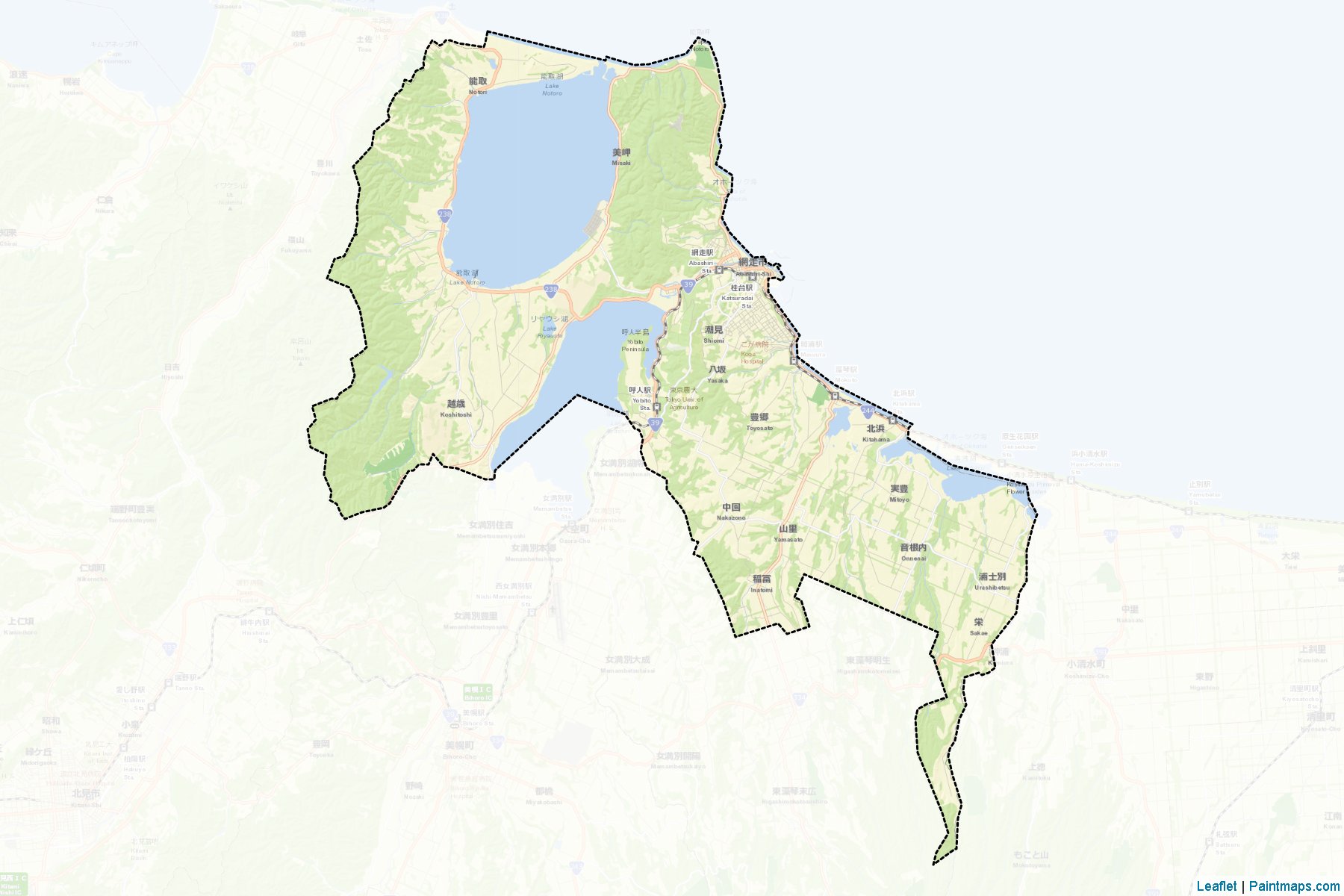 Abashiri (Hokkaido Prefecture) Map Cropping Samples-2